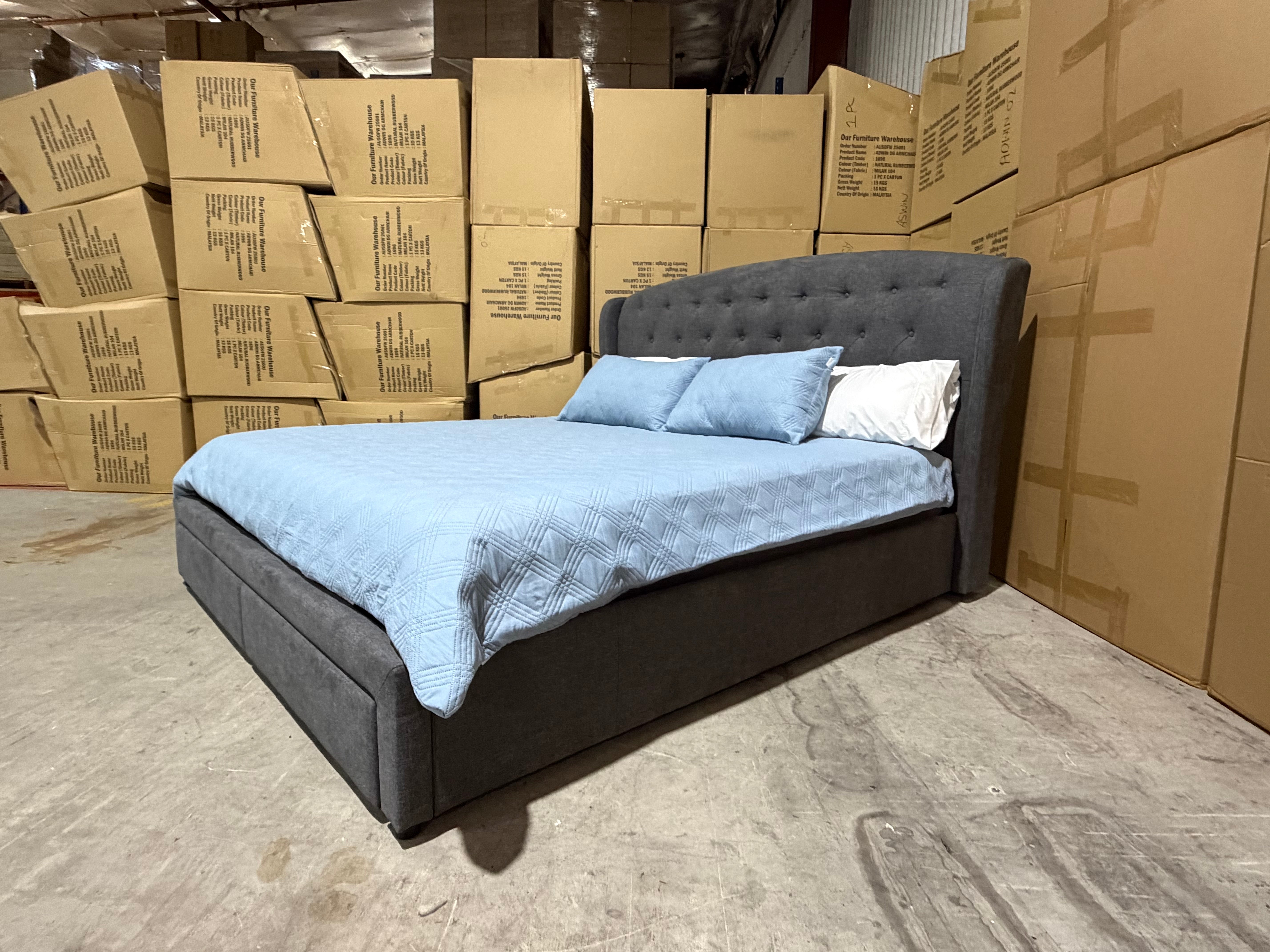Washington Bed Range (Dark Grey) 2 Sizes Queen & King