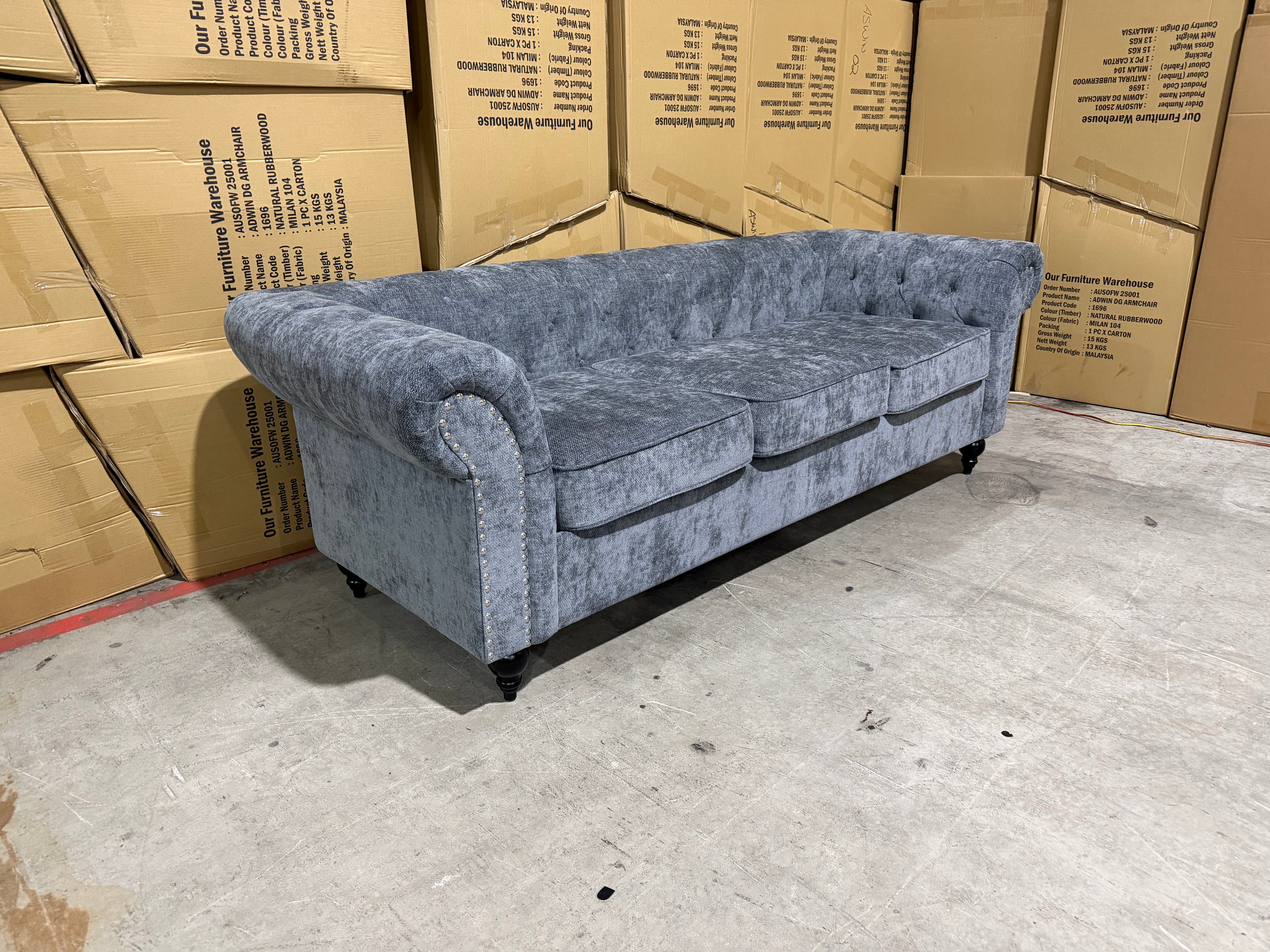 Jester 3 seater sofa Licorice