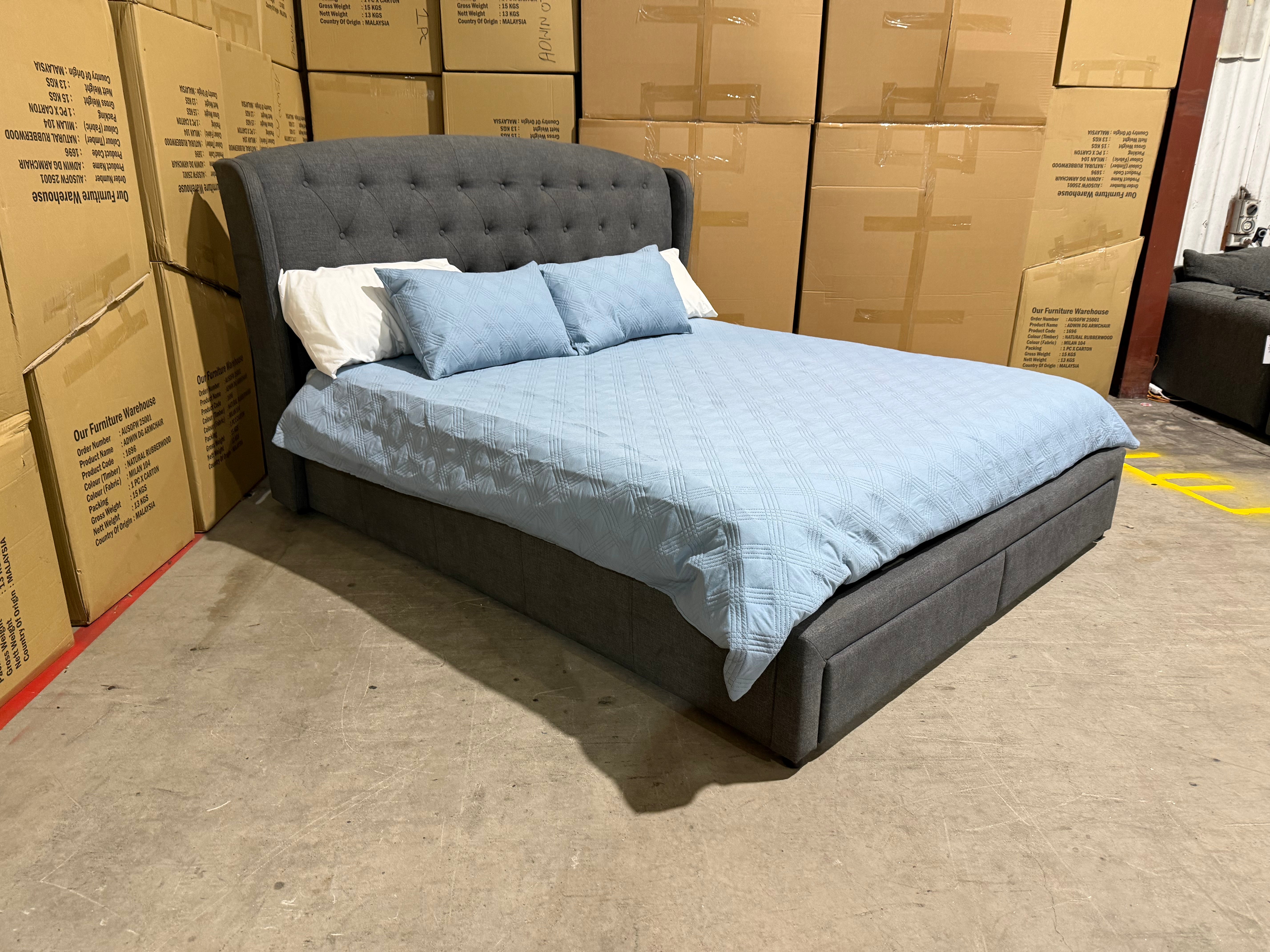 Washington Bed Range (Dark Grey) 2 Sizes Queen & King