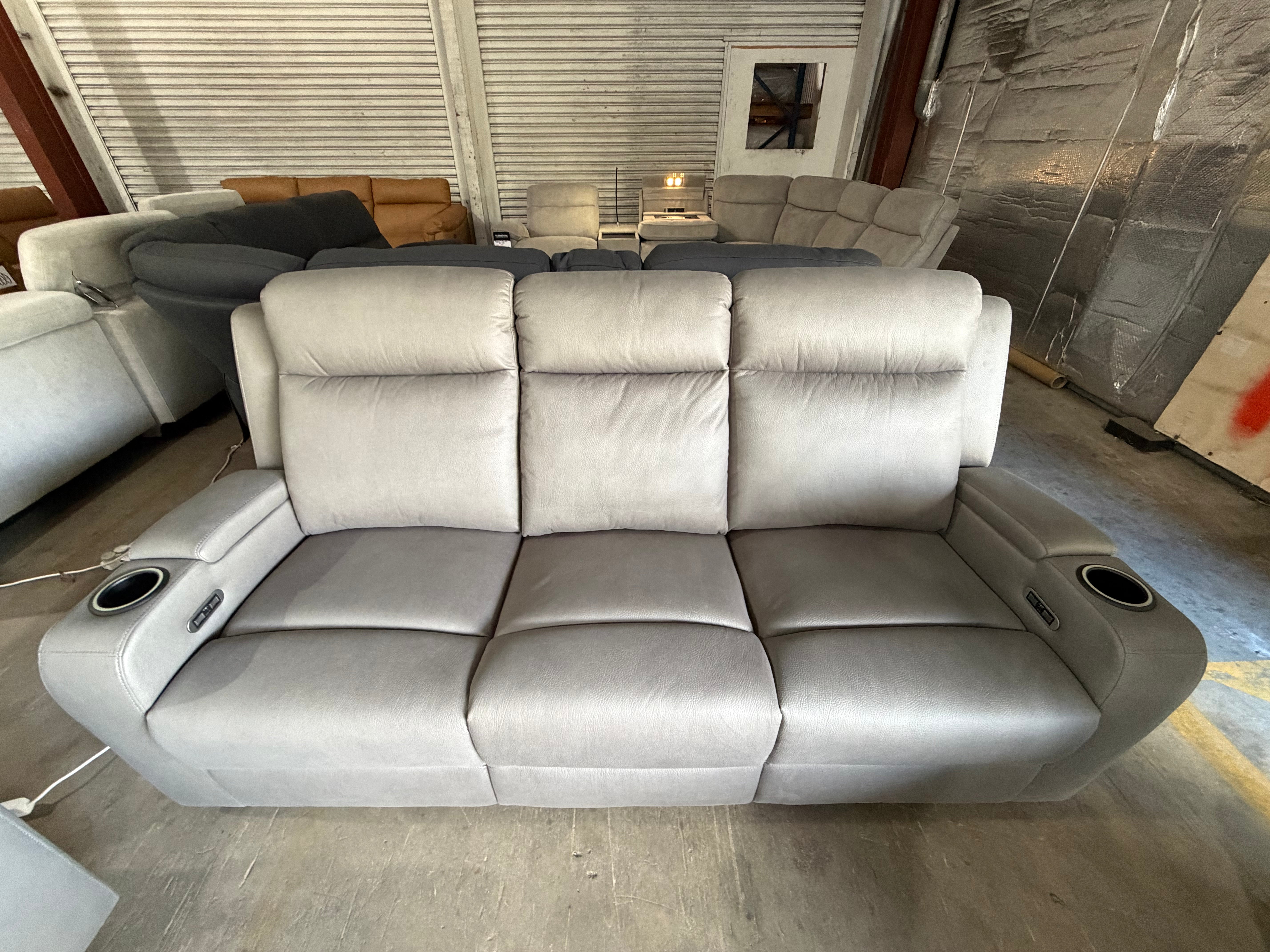 Cleo 3 seater with dual electric recliners and drop down console Gunmetal Grey