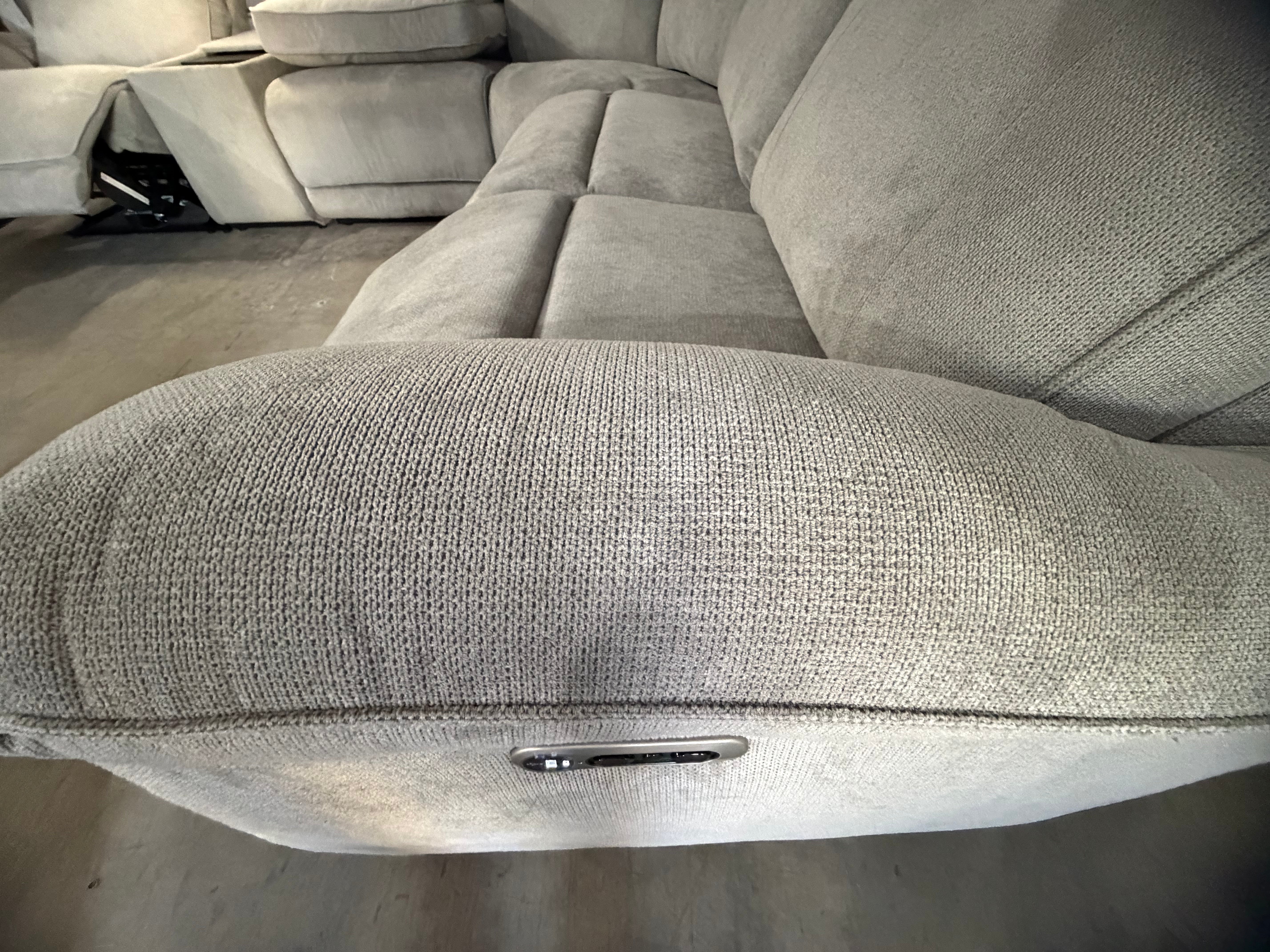 Roberto modular lounge with 3x dual motor head and foot electric recliners in Light Grey