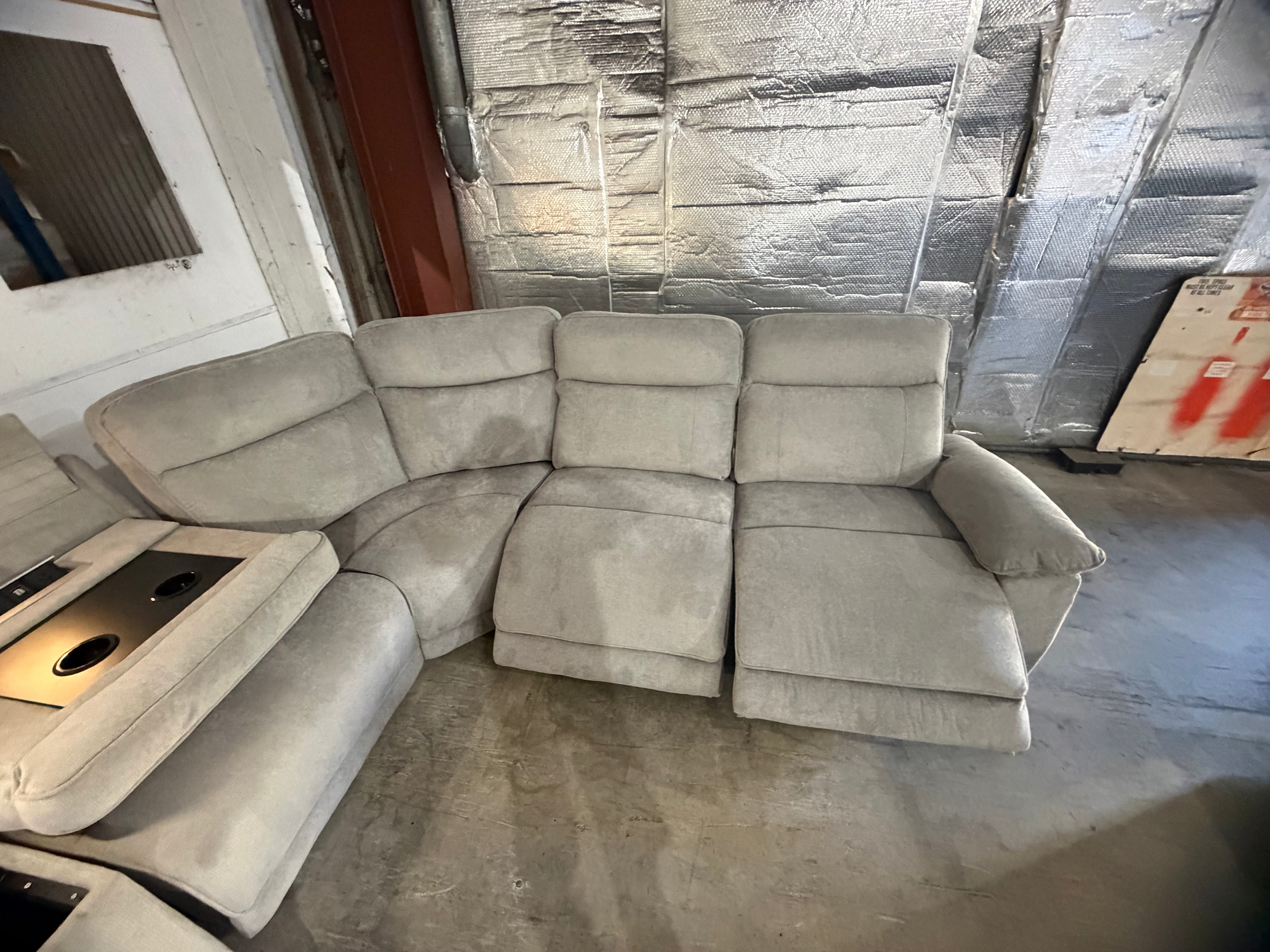 Roberto modular lounge with 3x dual motor head and foot electric recliners in Light Grey