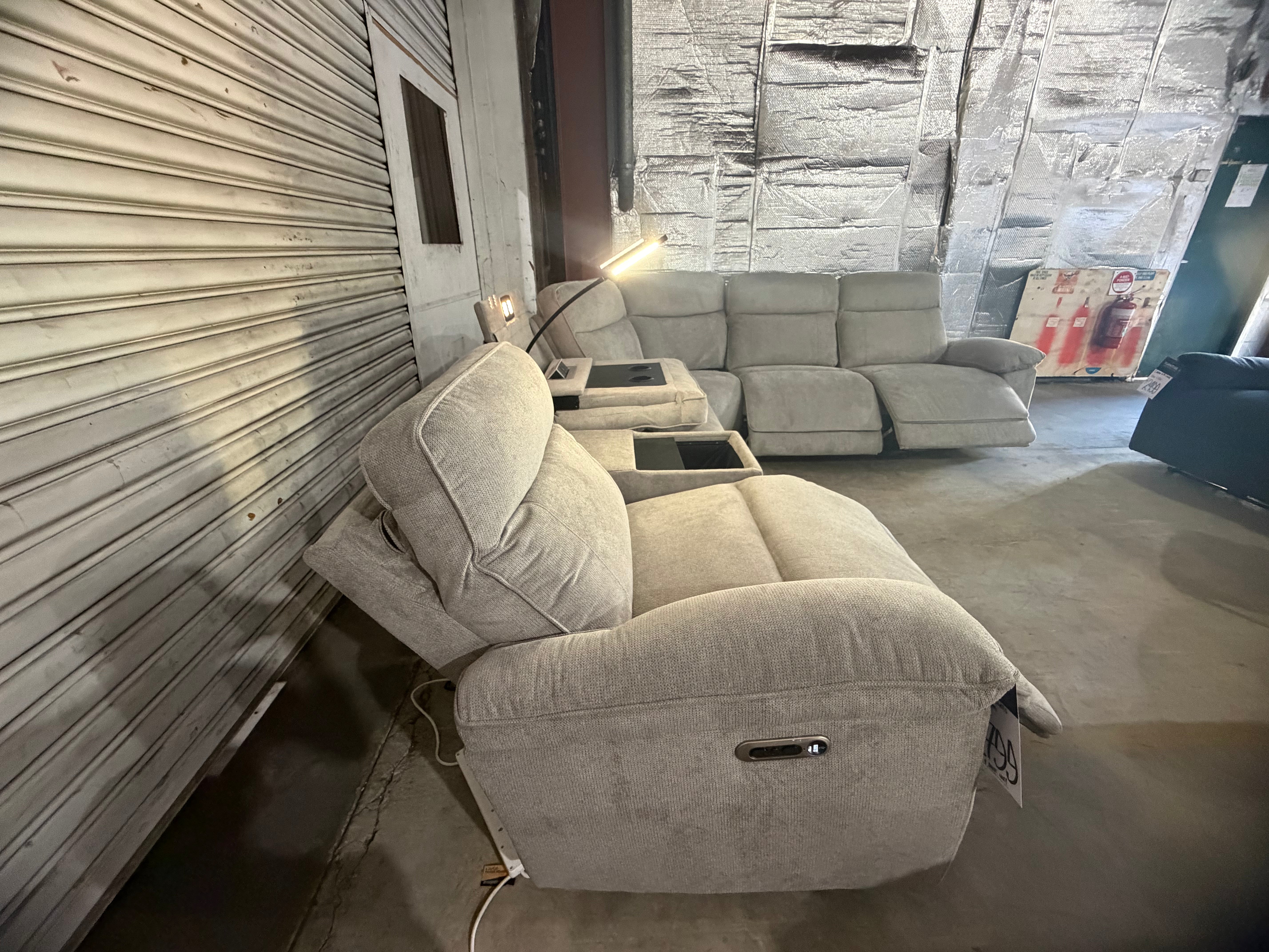 Roberto modular lounge with 3x dual motor head and foot electric recliners in Light Grey