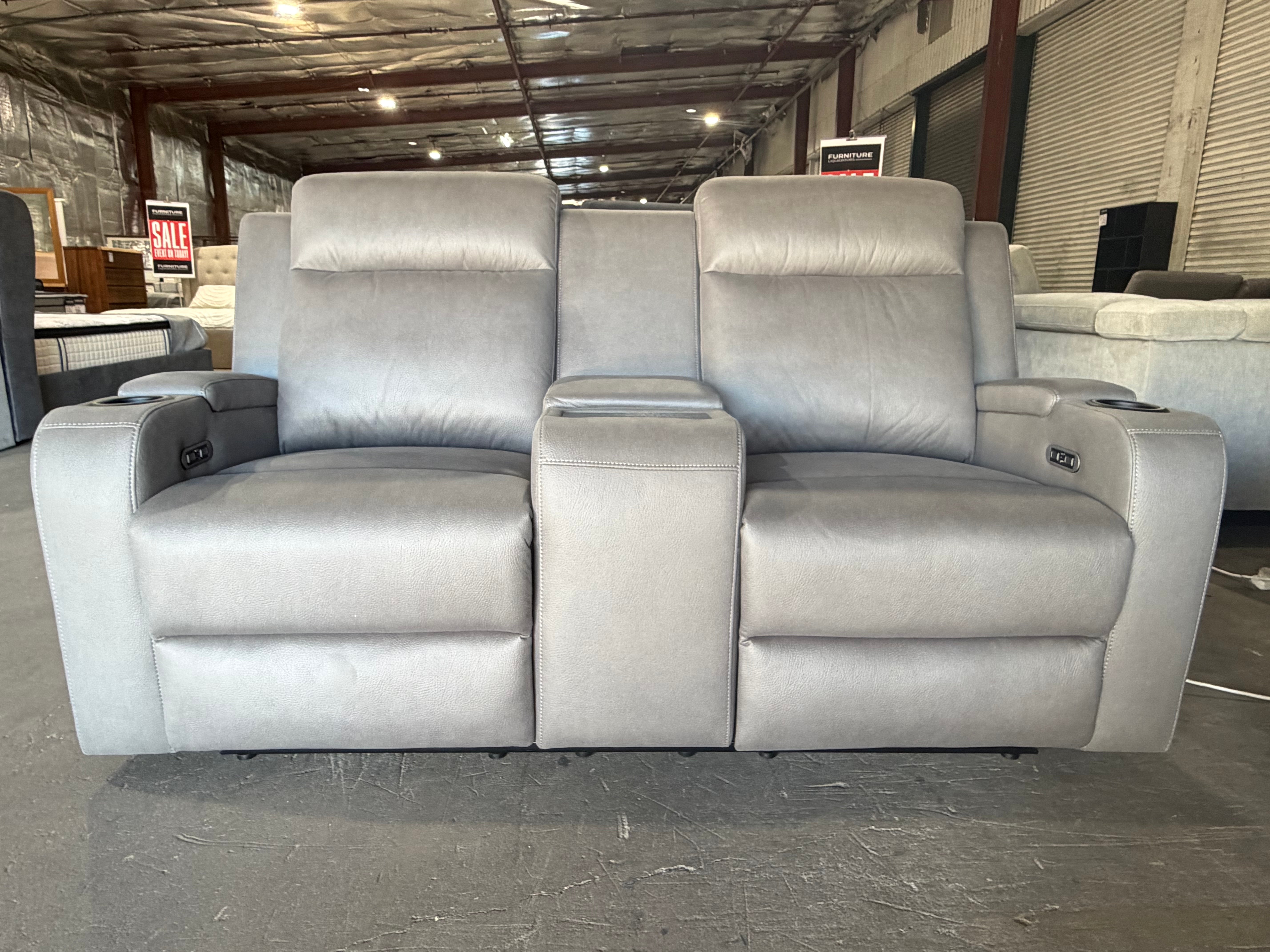 Cleo 2 seater with dual electric recliners Gunmetal Grey