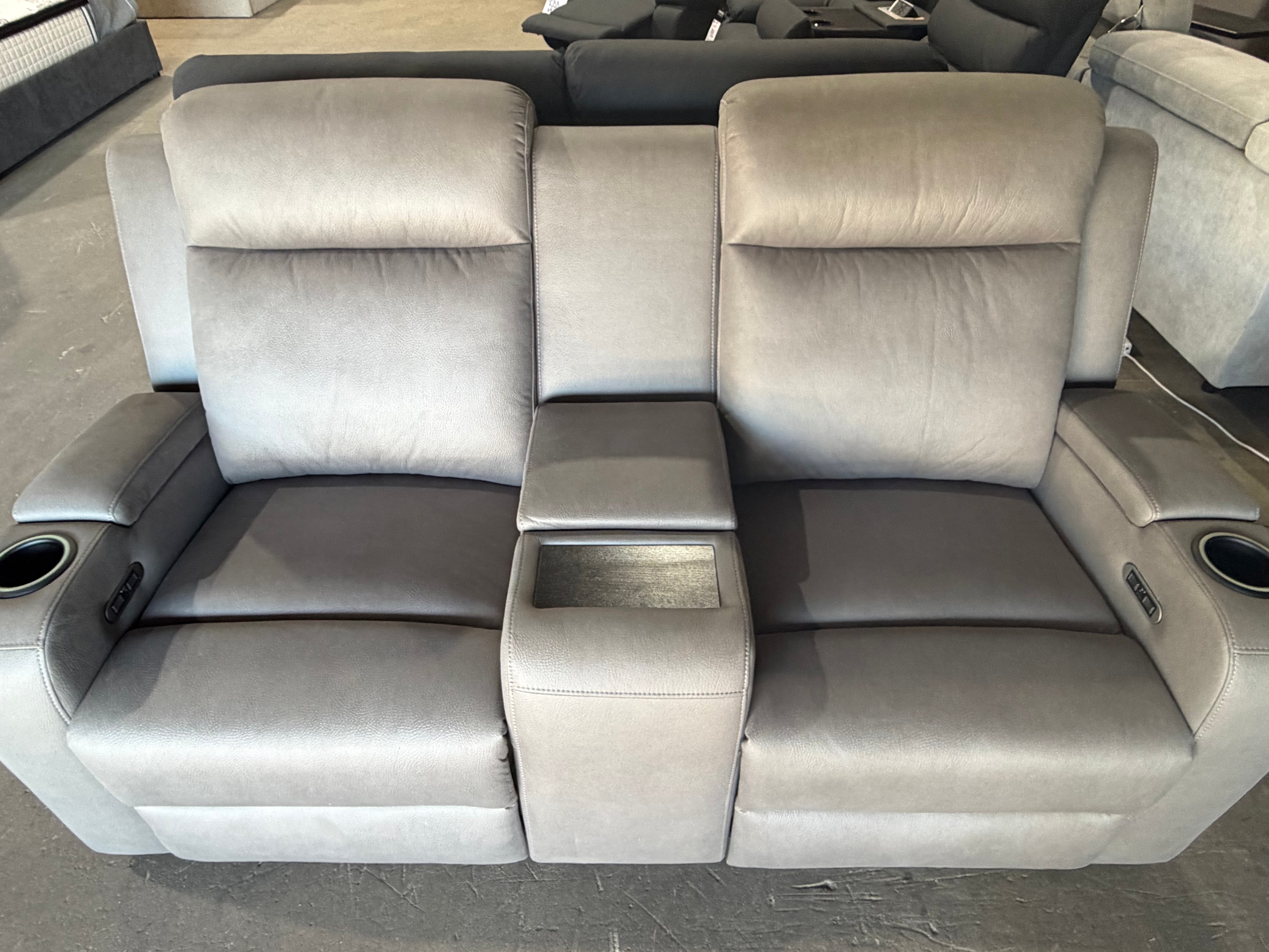 Cleo 2 seater with dual electric recliners Gunmetal Grey