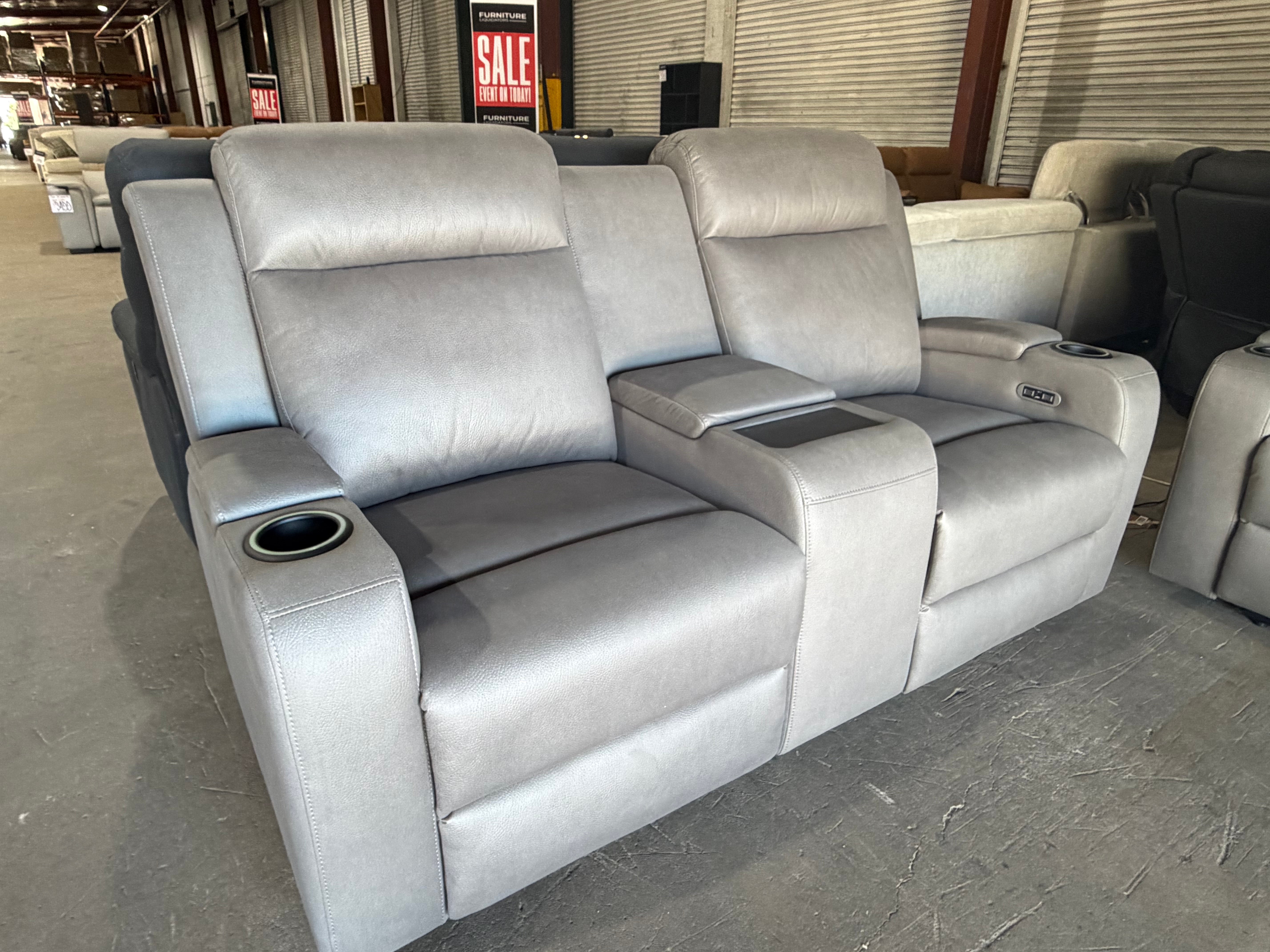 Cleo 2 seater with dual electric recliners Gunmetal Grey