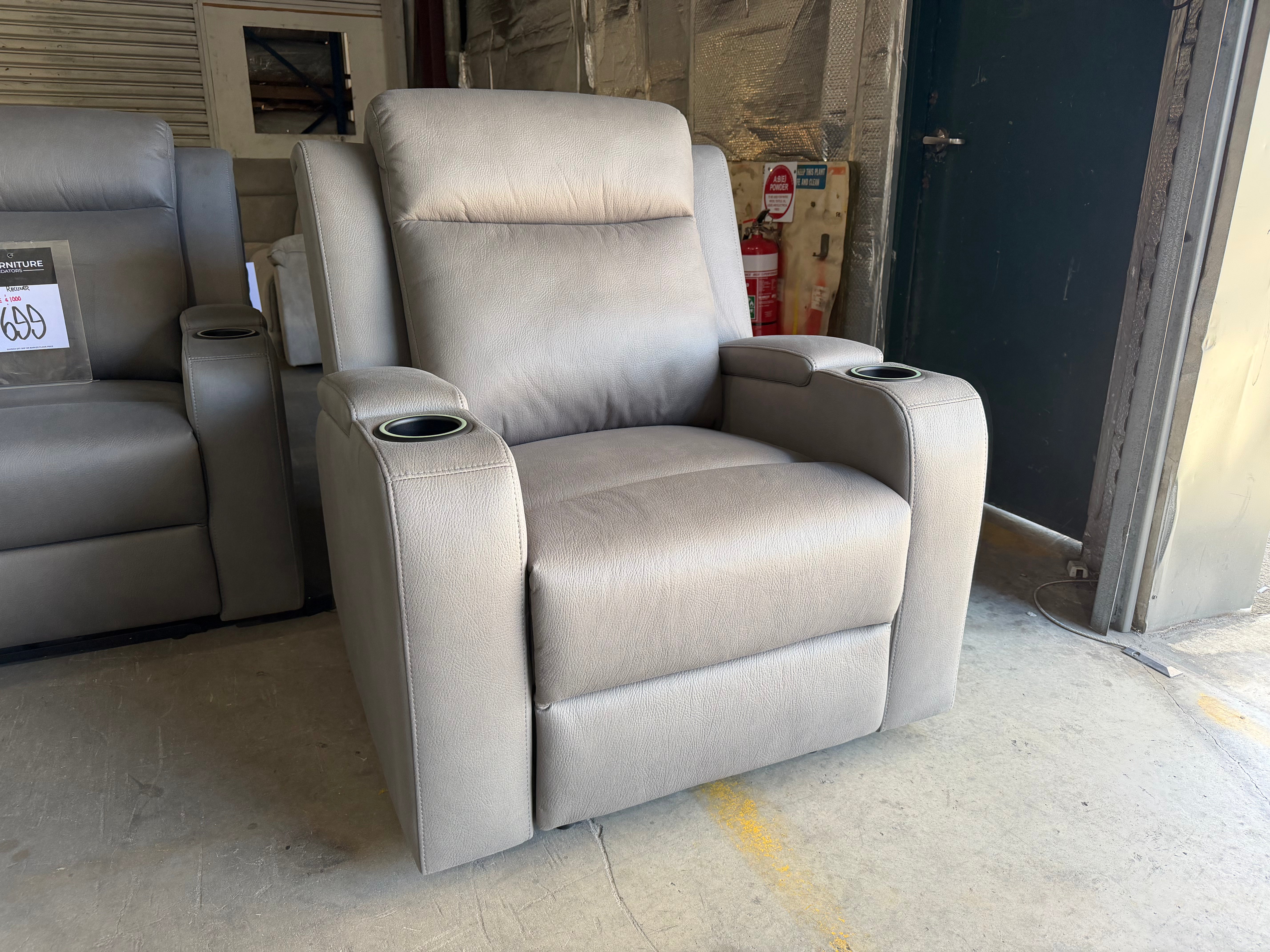 Cleo single electric recliner with dual electric recliners in gunmetal grey