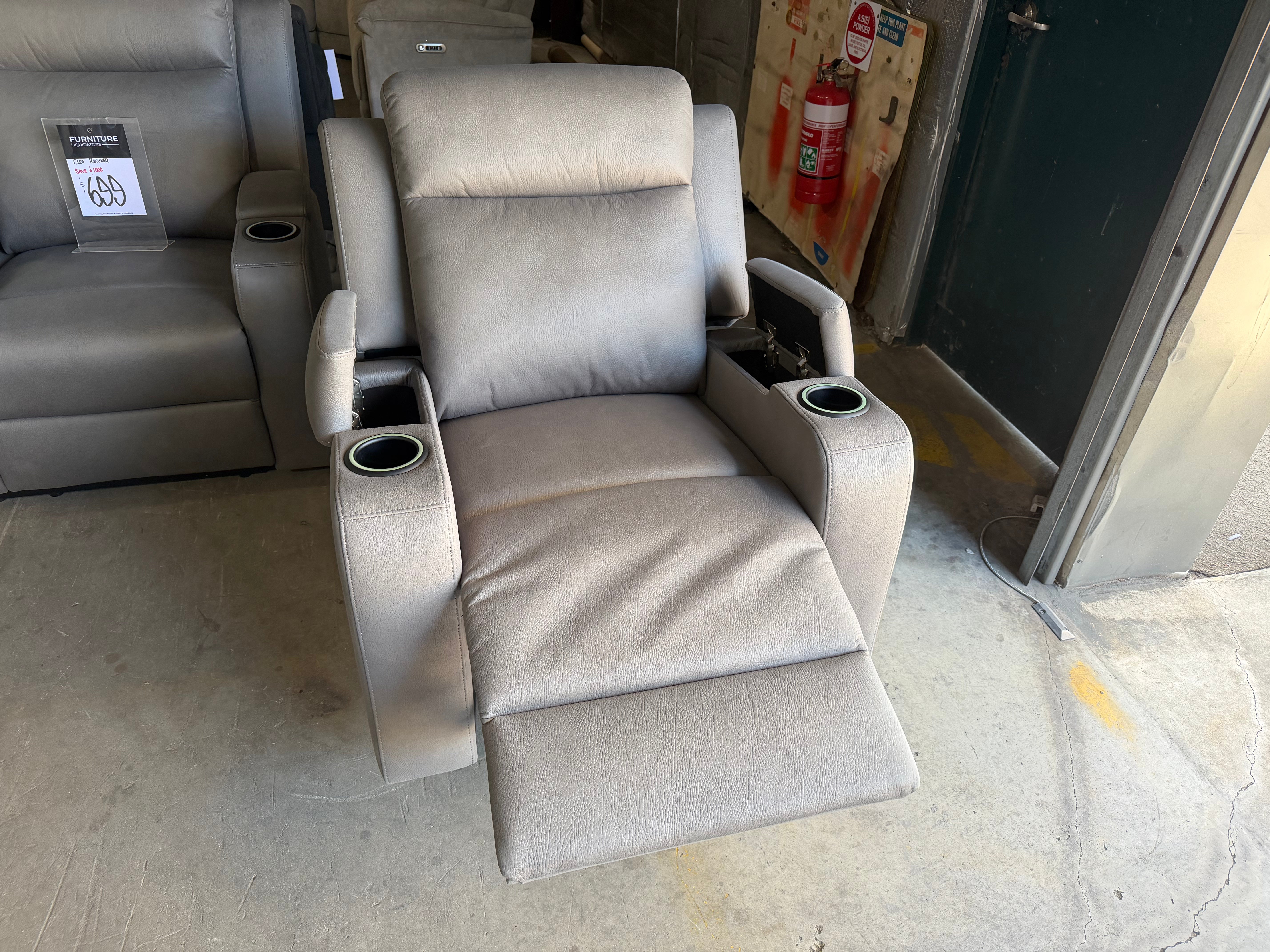 Cleo single electric recliner with dual electric recliners in gunmetal grey