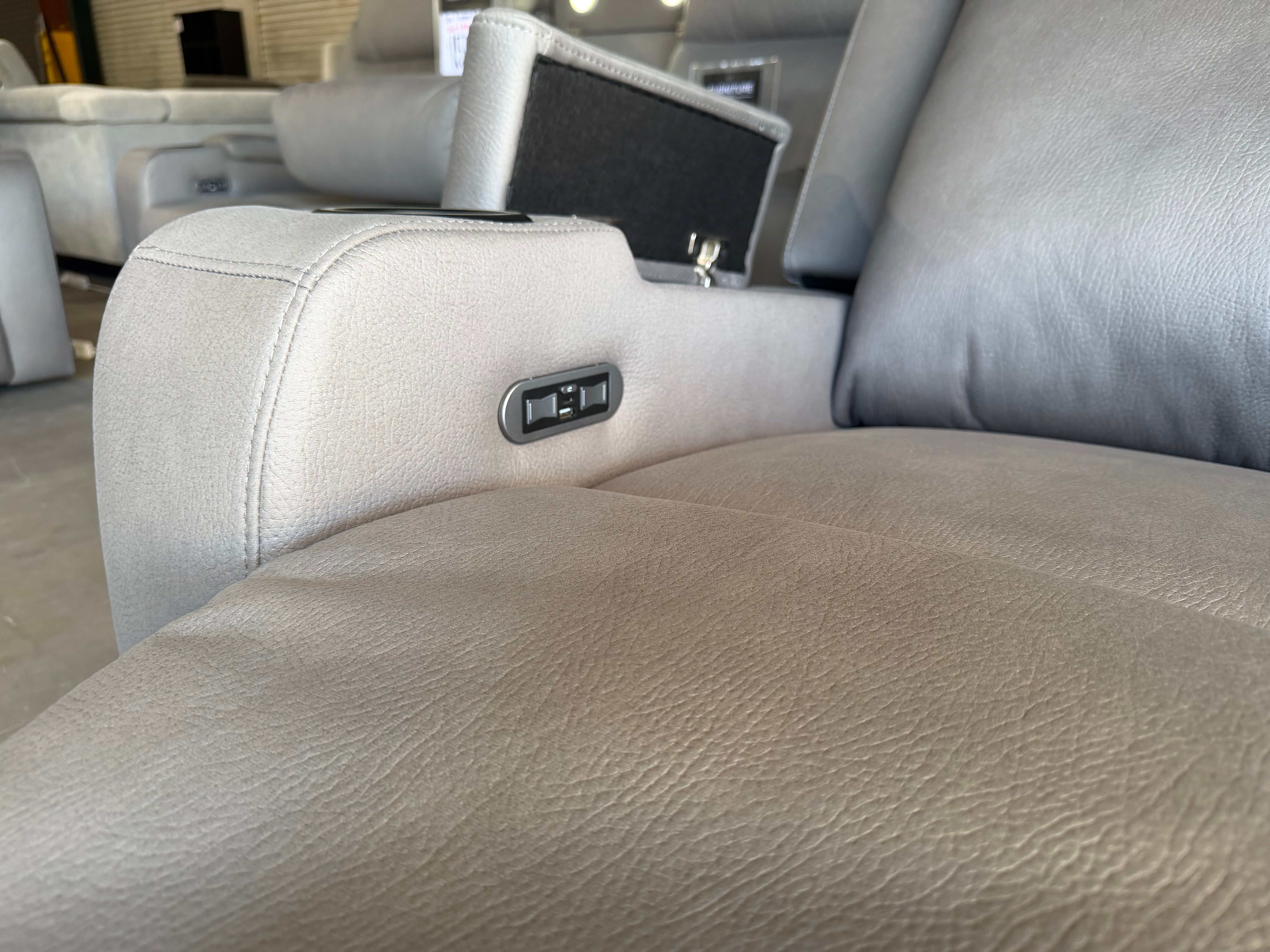 Cleo single electric recliner with dual electric recliners in gunmetal grey