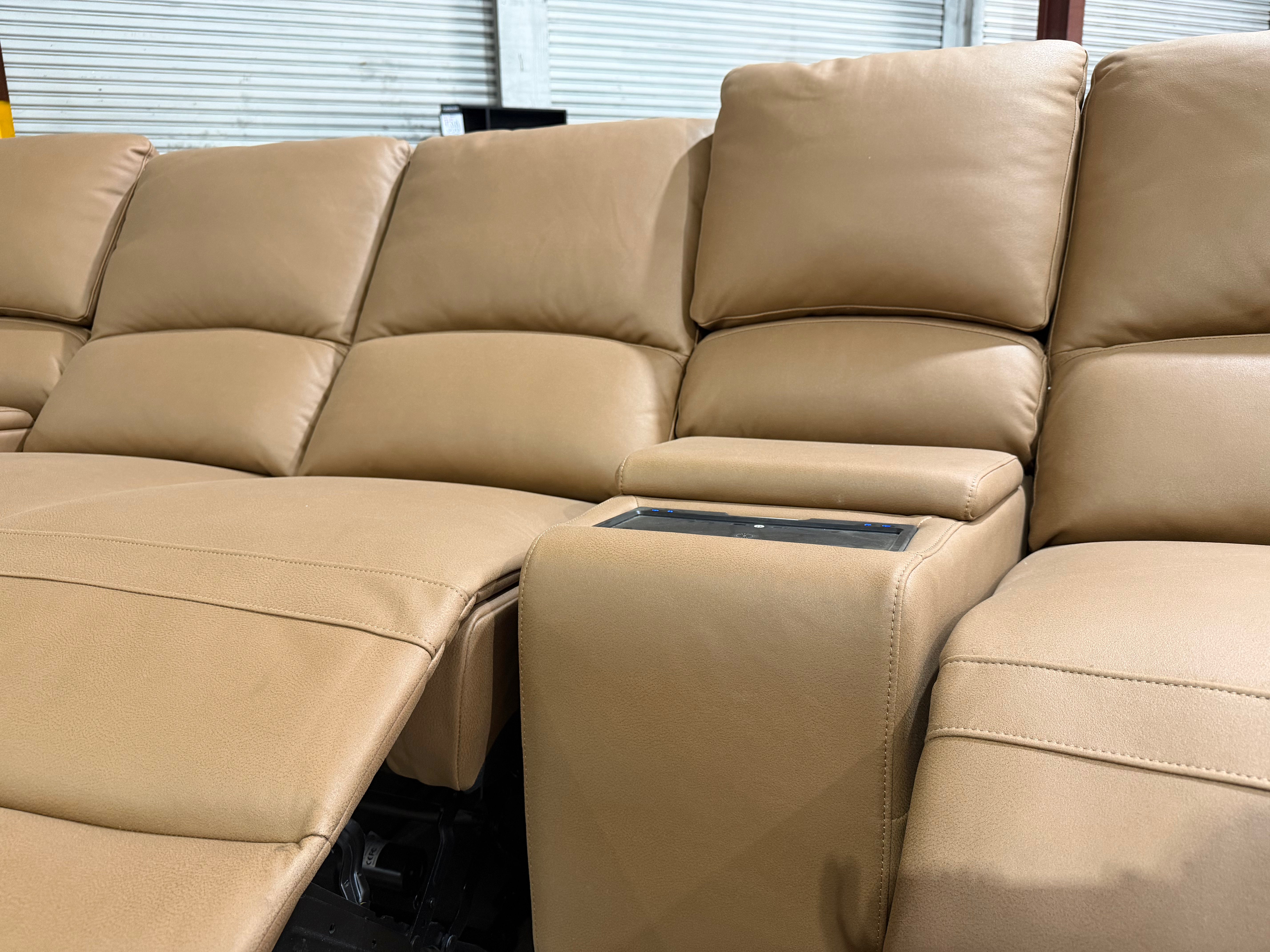 Bradford Home Theatre lounge 4 electric recliners in Tan