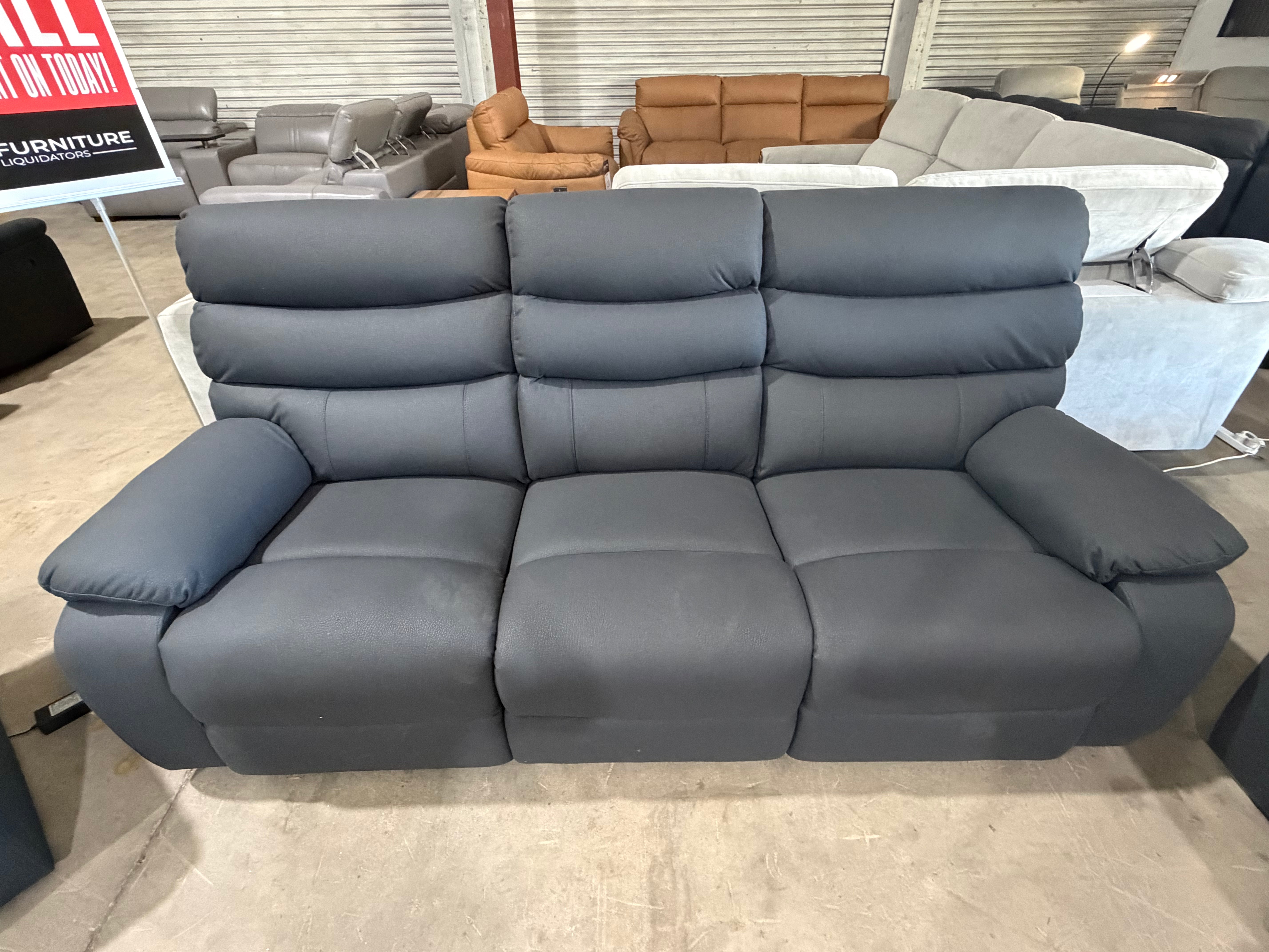 Noosa 3 seater with inbuilt electric recliners drop down drinks Tray