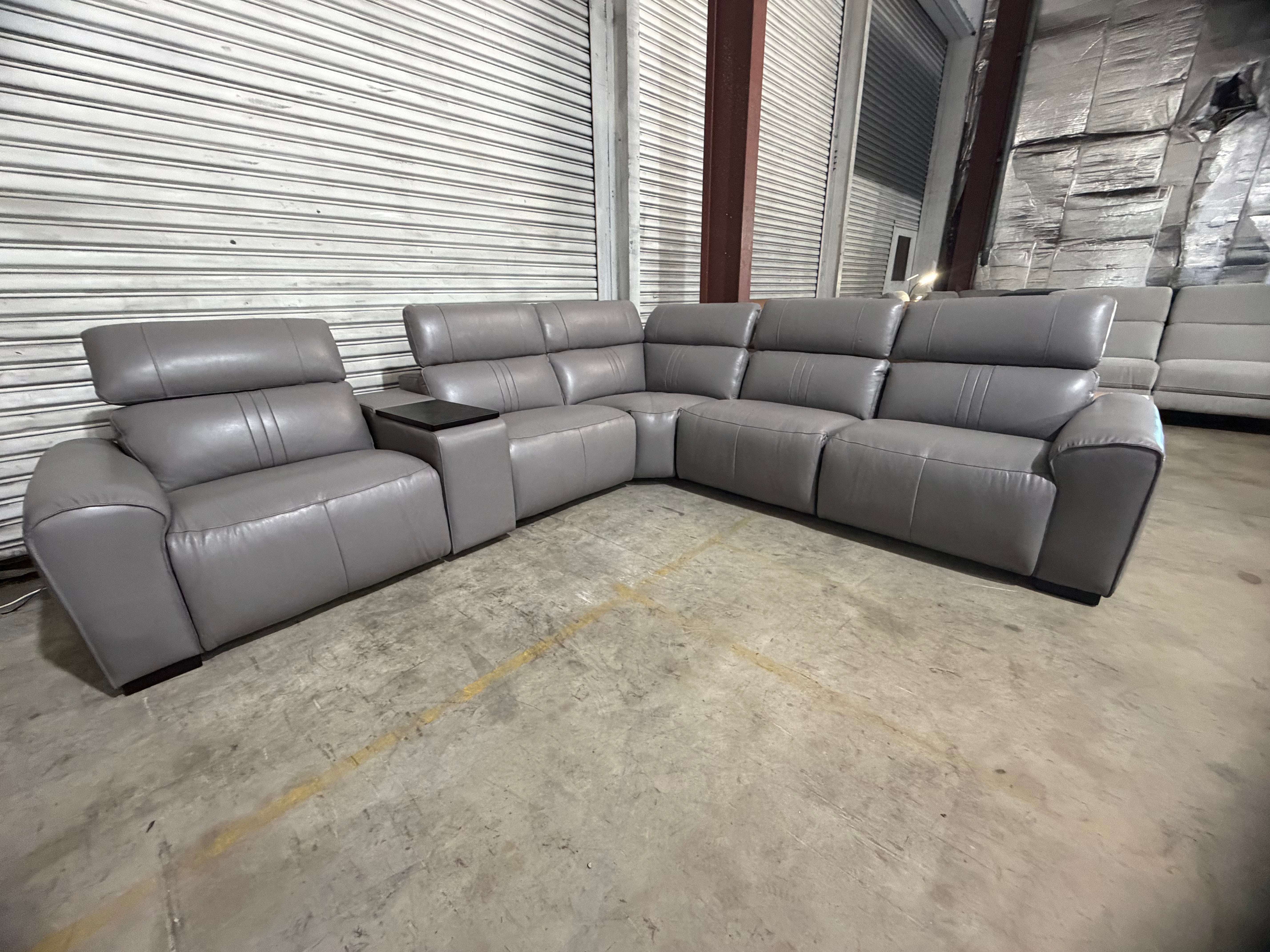 Arlo 6pce modular Lounge 3x Dual Motor Recliners (Dark Grey)