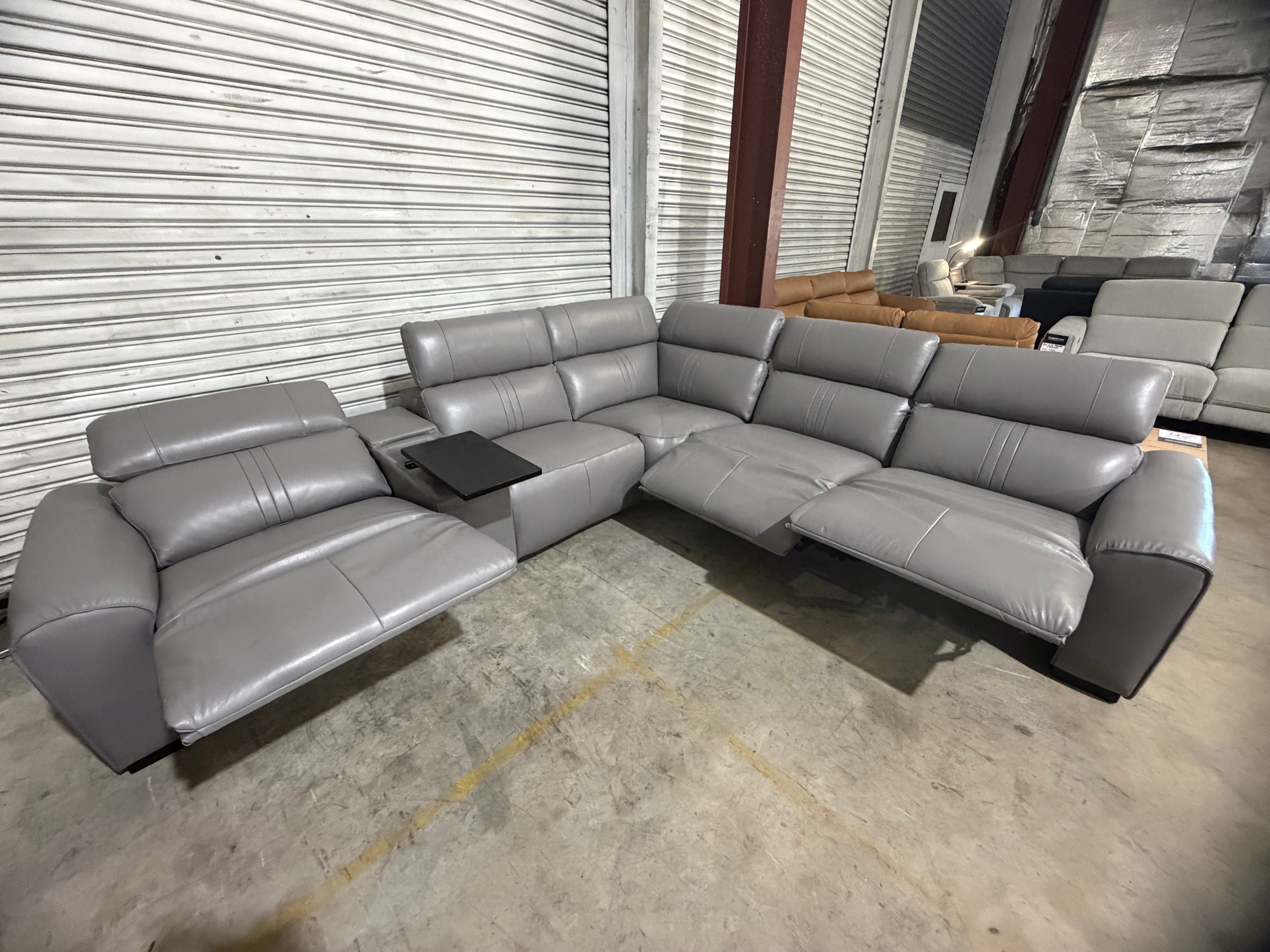 Arlo 6pce modular Lounge 3x Dual Motor Recliners (Dark Grey)