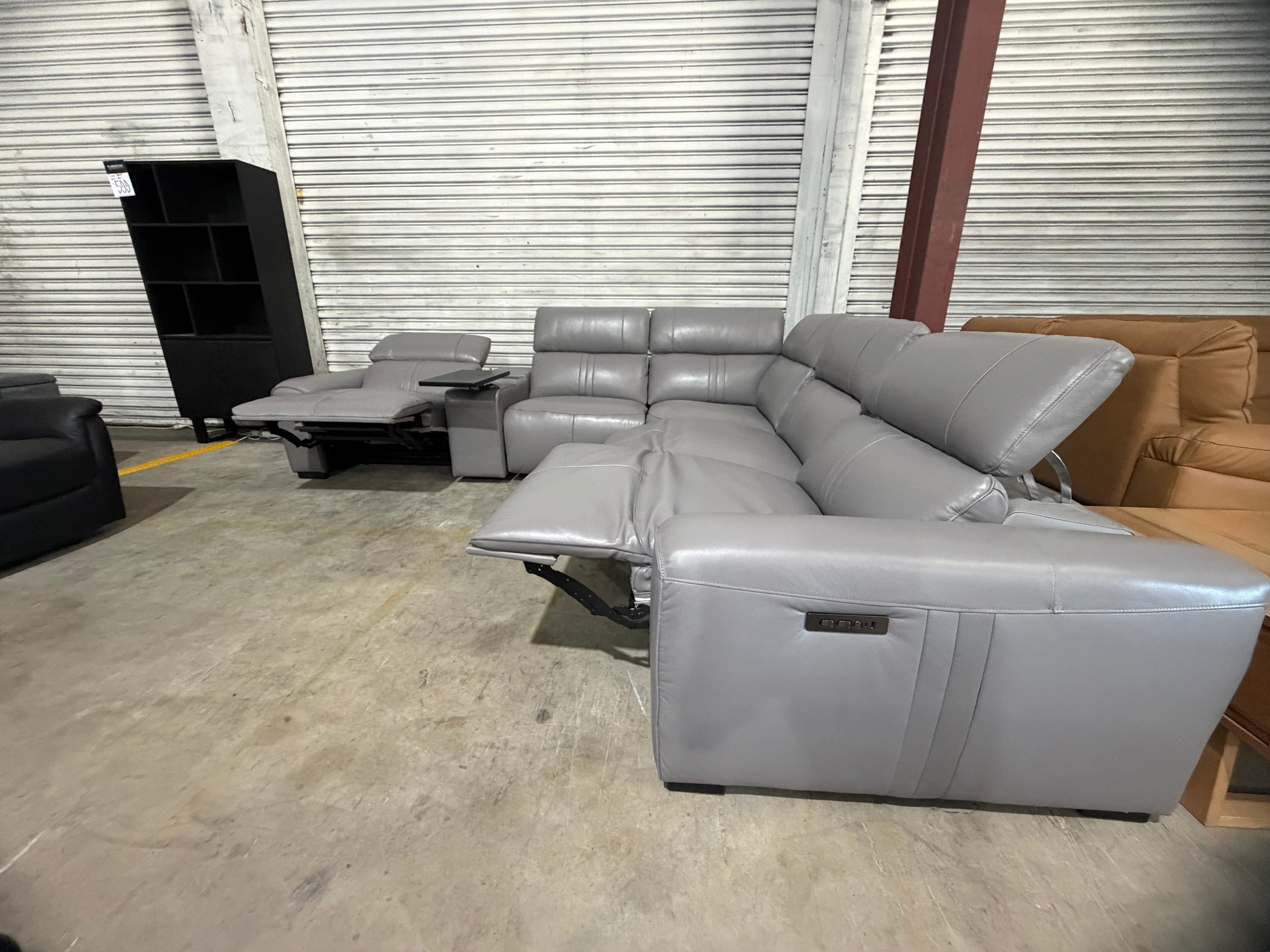 Arlo 6pce modular Lounge 3x Dual Motor Recliners (Dark Grey)