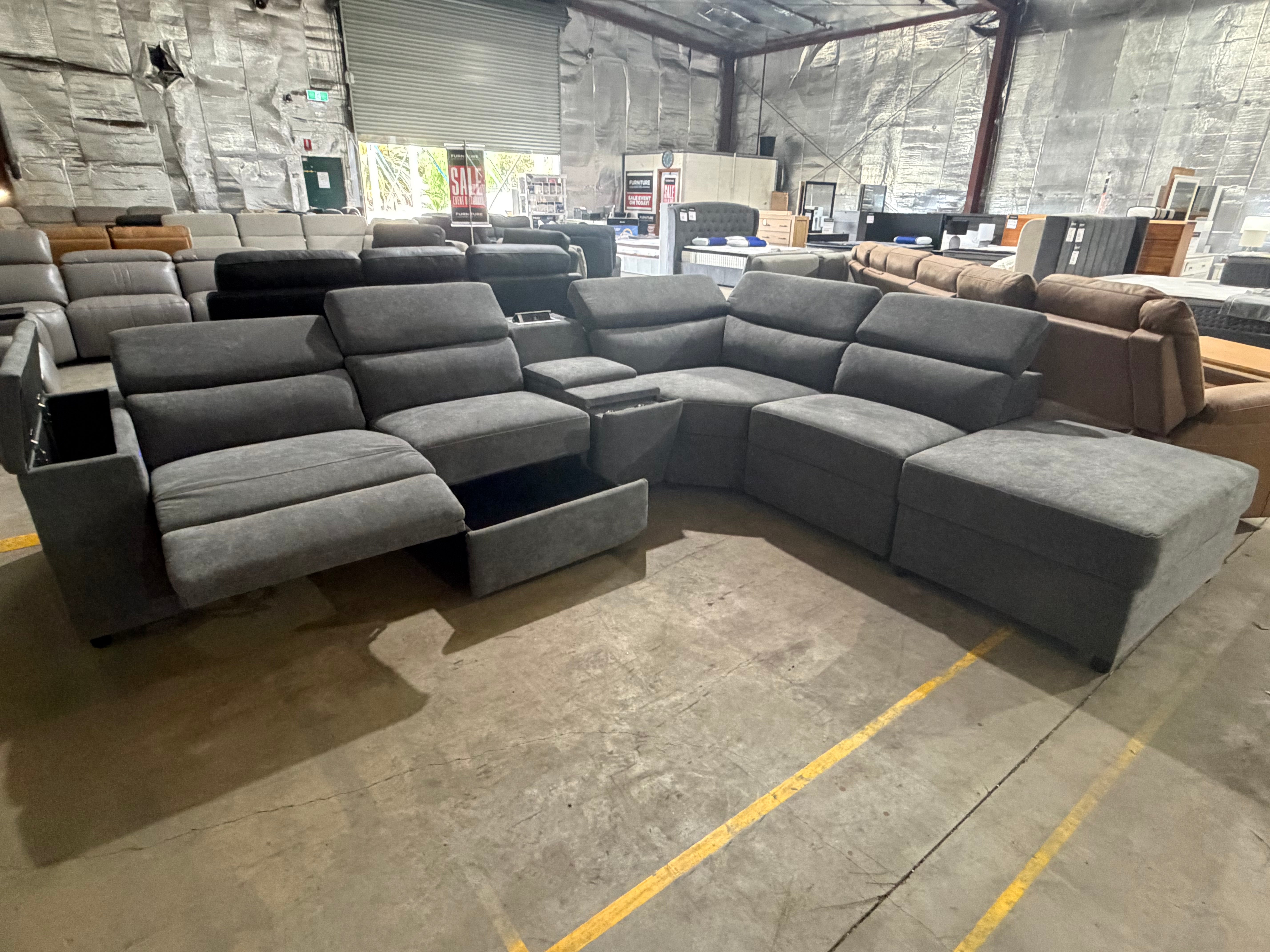 Barra RHF chaise lounge electric recliner Adjustable Headrest (Dark Grey)