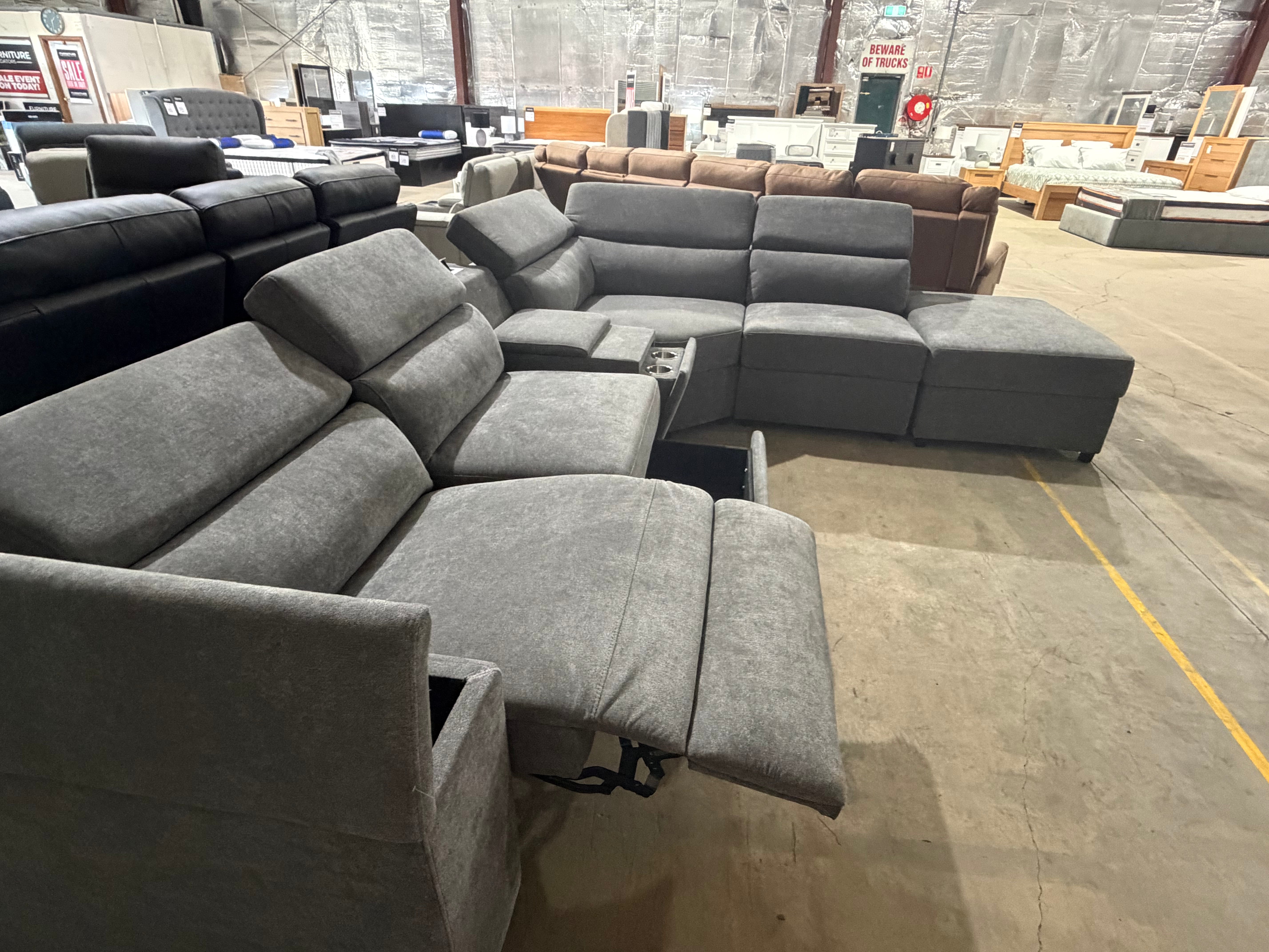 Barra RHF chaise lounge electric recliner Adjustable Headrest (Dark Grey)