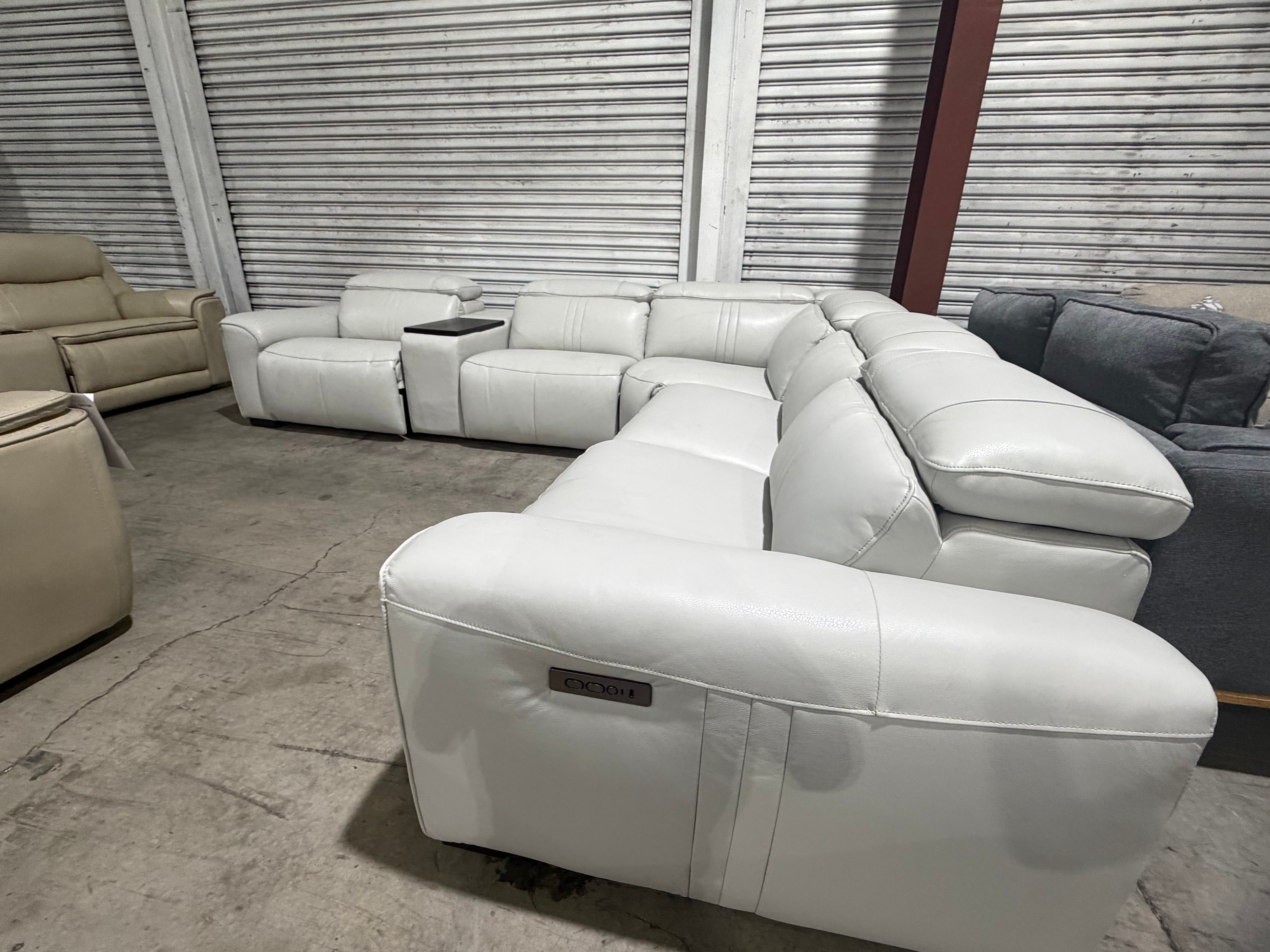 Arlo 6pce modular lounge with 3x dual motor recliners Light Grey