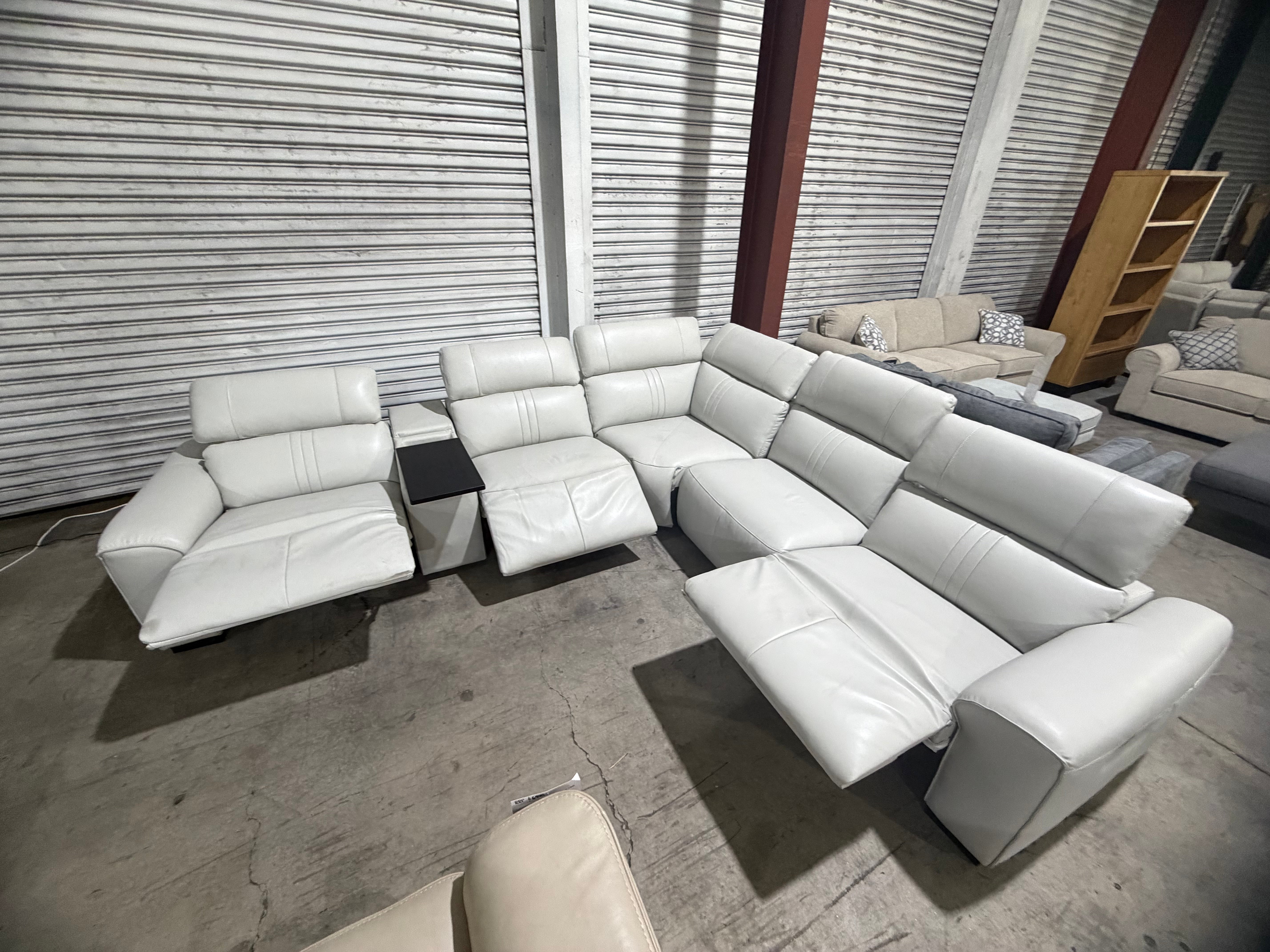 Arlo 6pce modular lounge with 3x dual motor recliners Light Grey