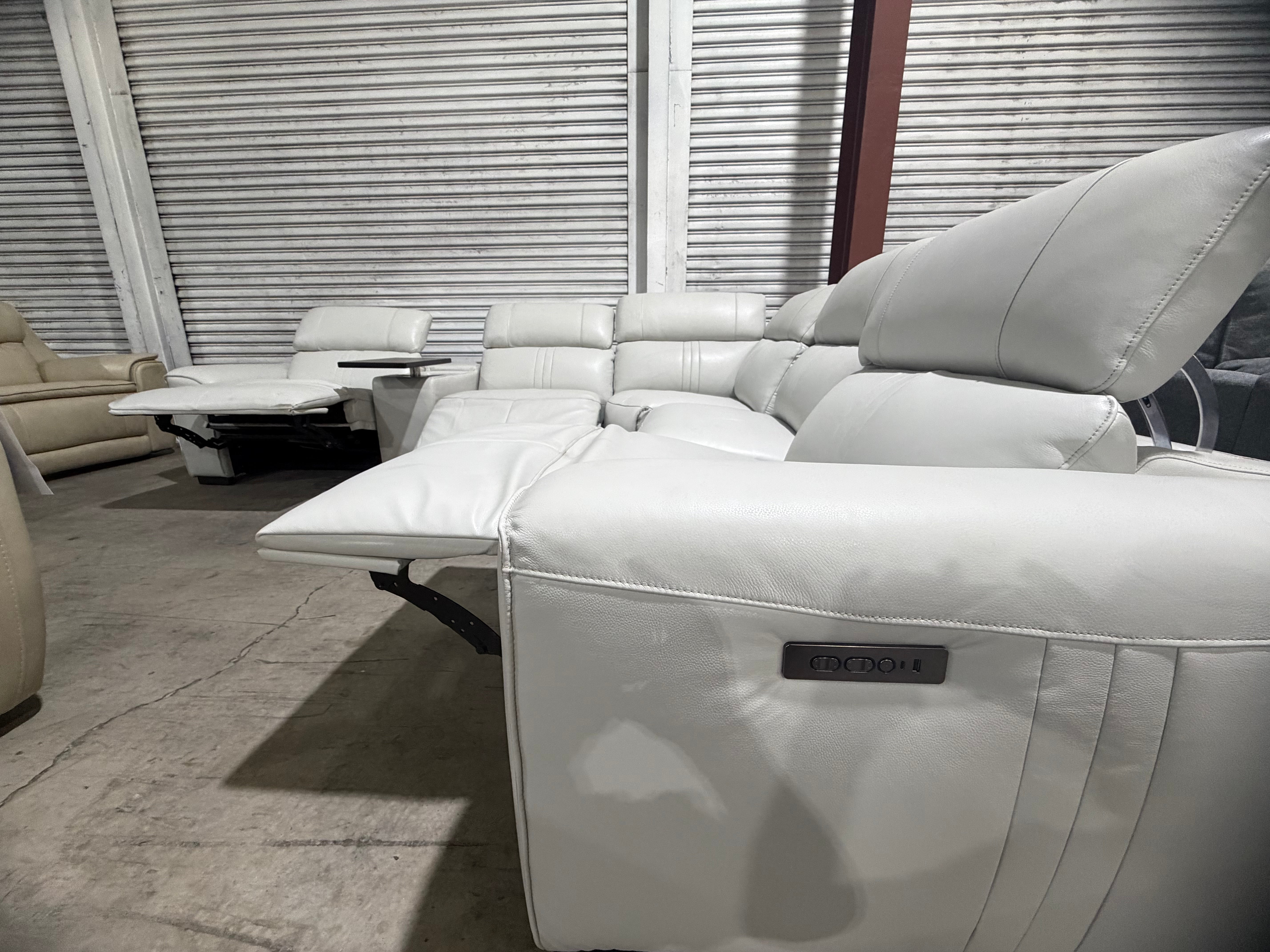 Arlo 6pce modular lounge with 3x dual motor recliners Light Grey