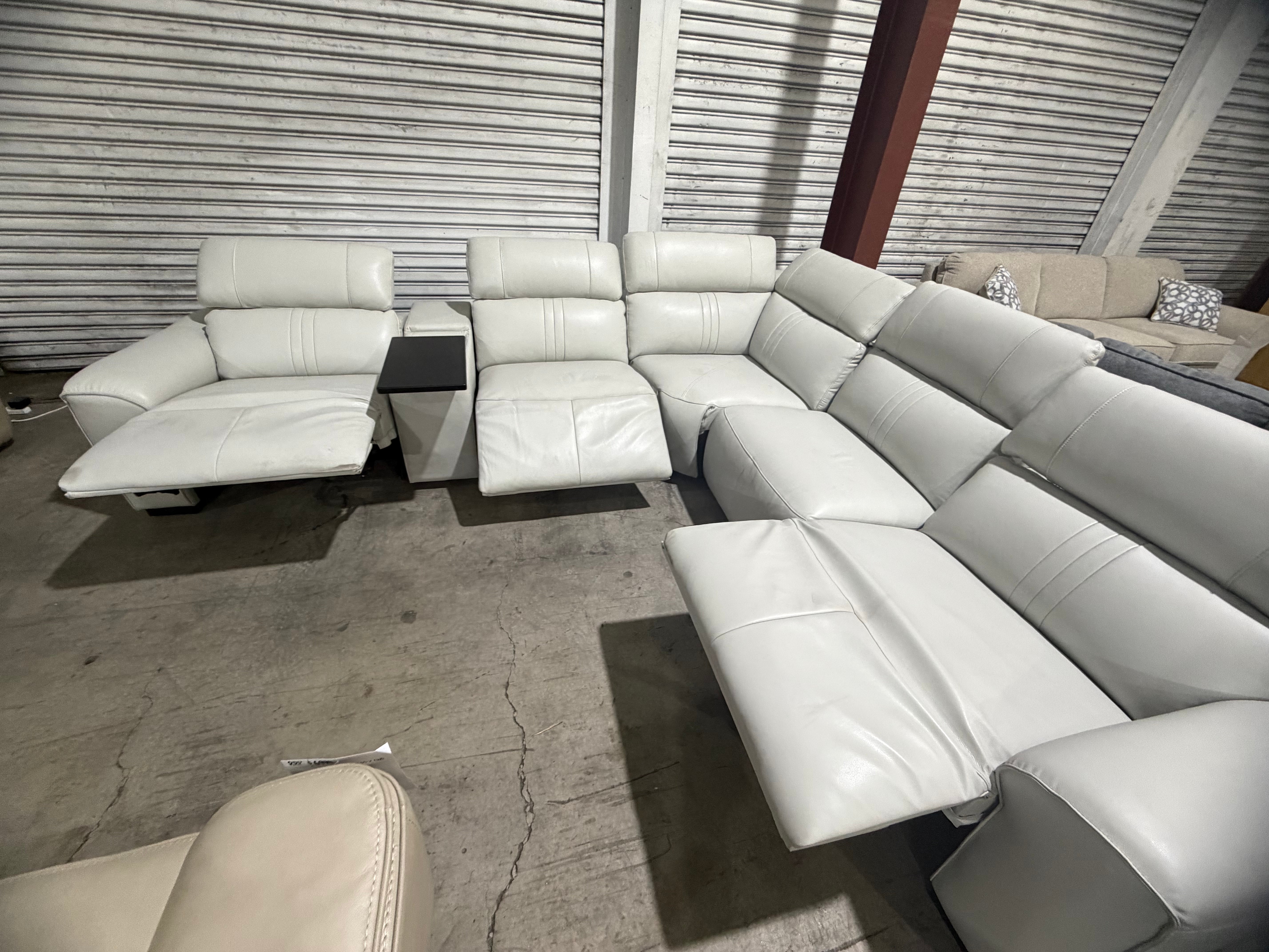 Arlo 6pce modular lounge with 3x dual motor recliners Light Grey