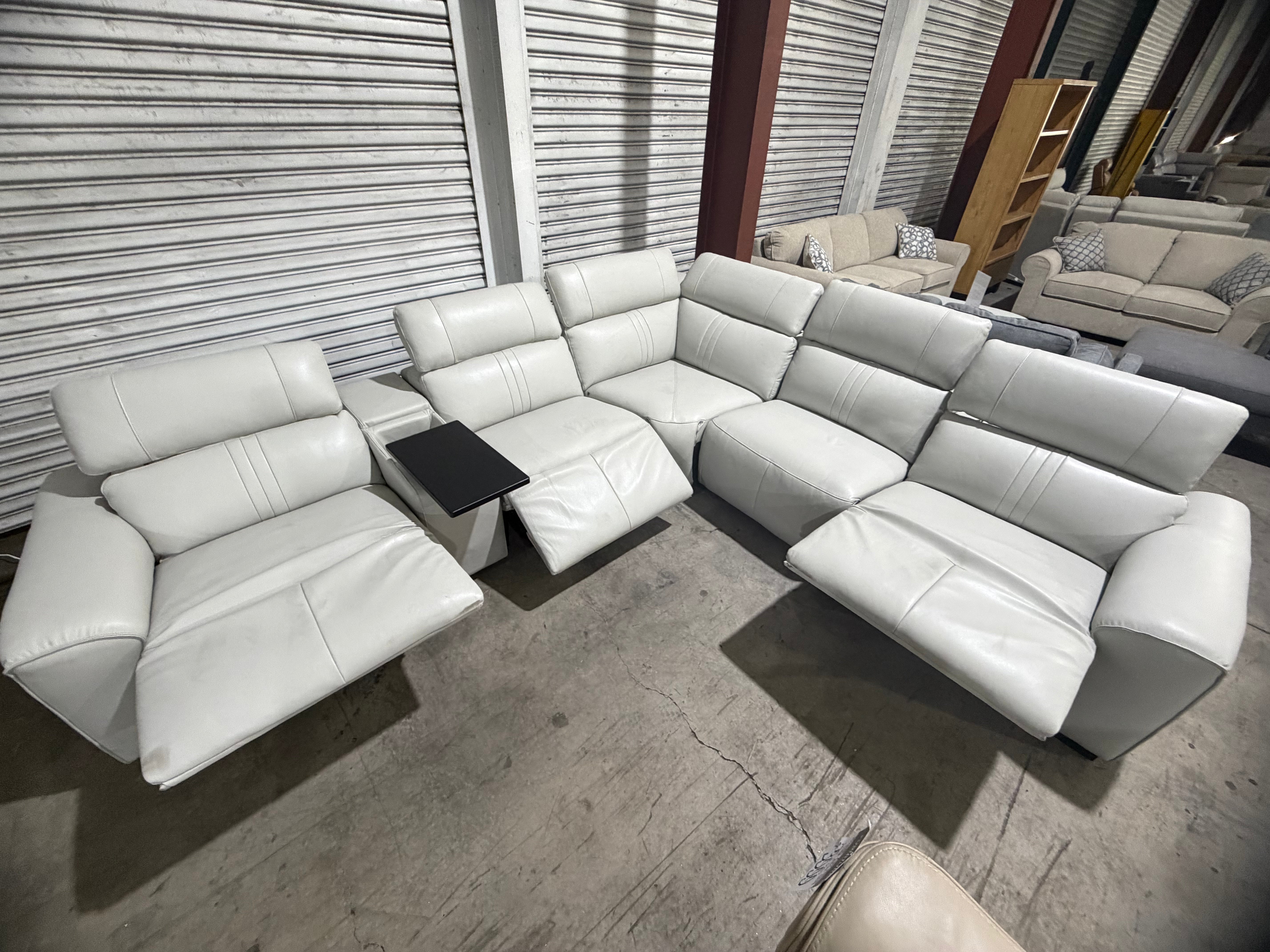 Arlo 6pce modular lounge with 3x dual motor recliners Light Grey