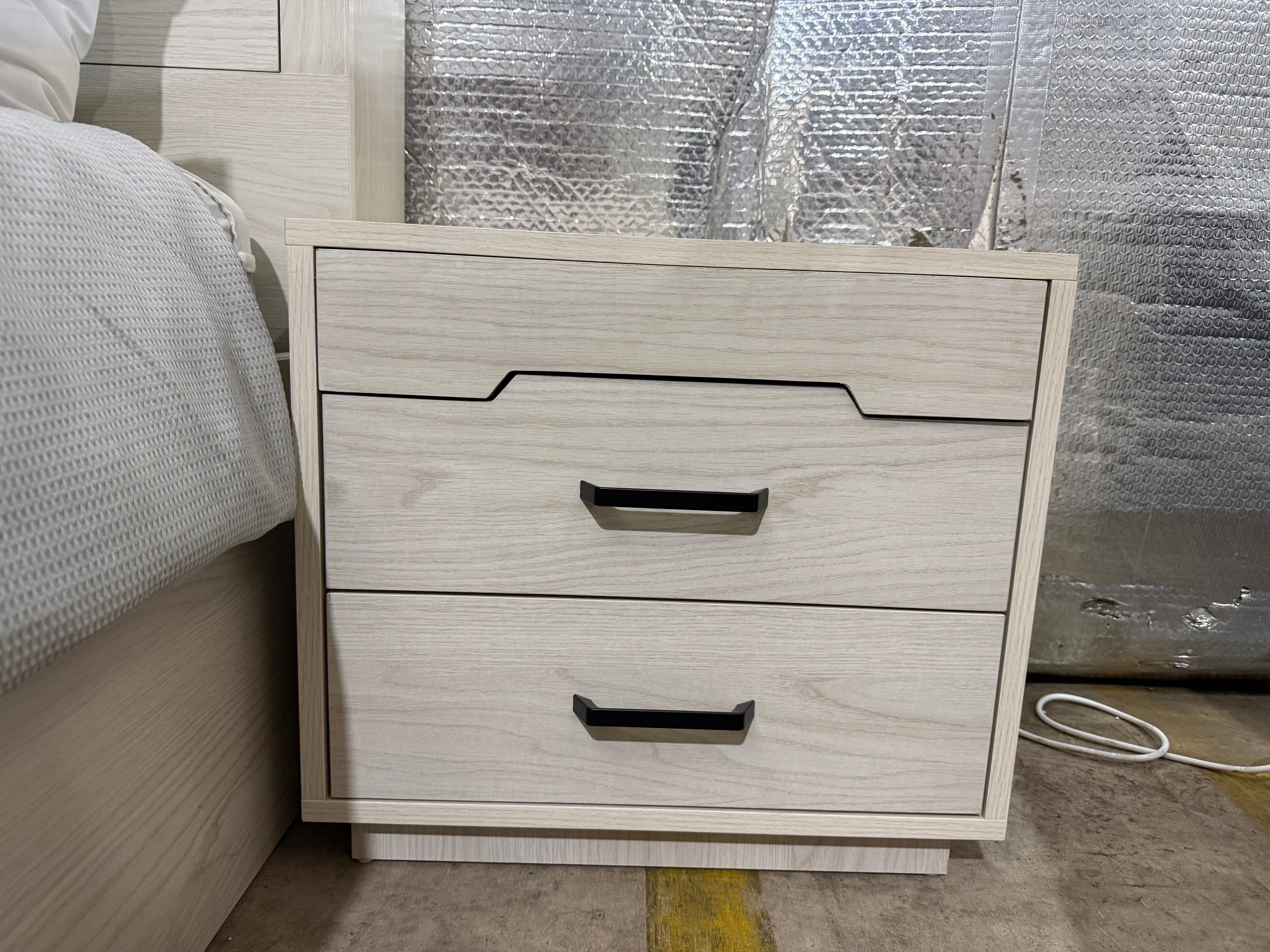 Atlanta bed side chest in grey wash finish