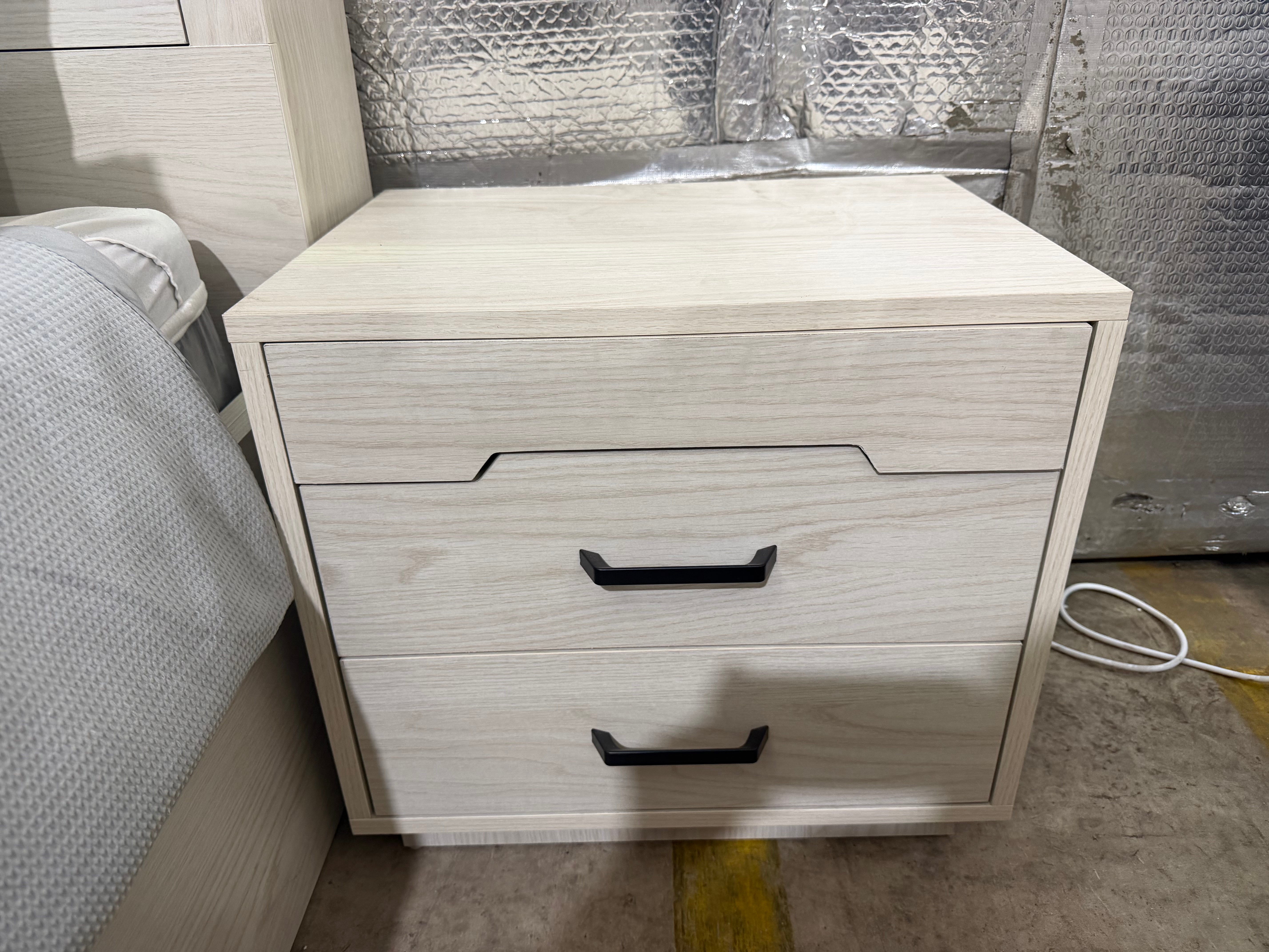 Atlanta bed side chest in grey wash finish