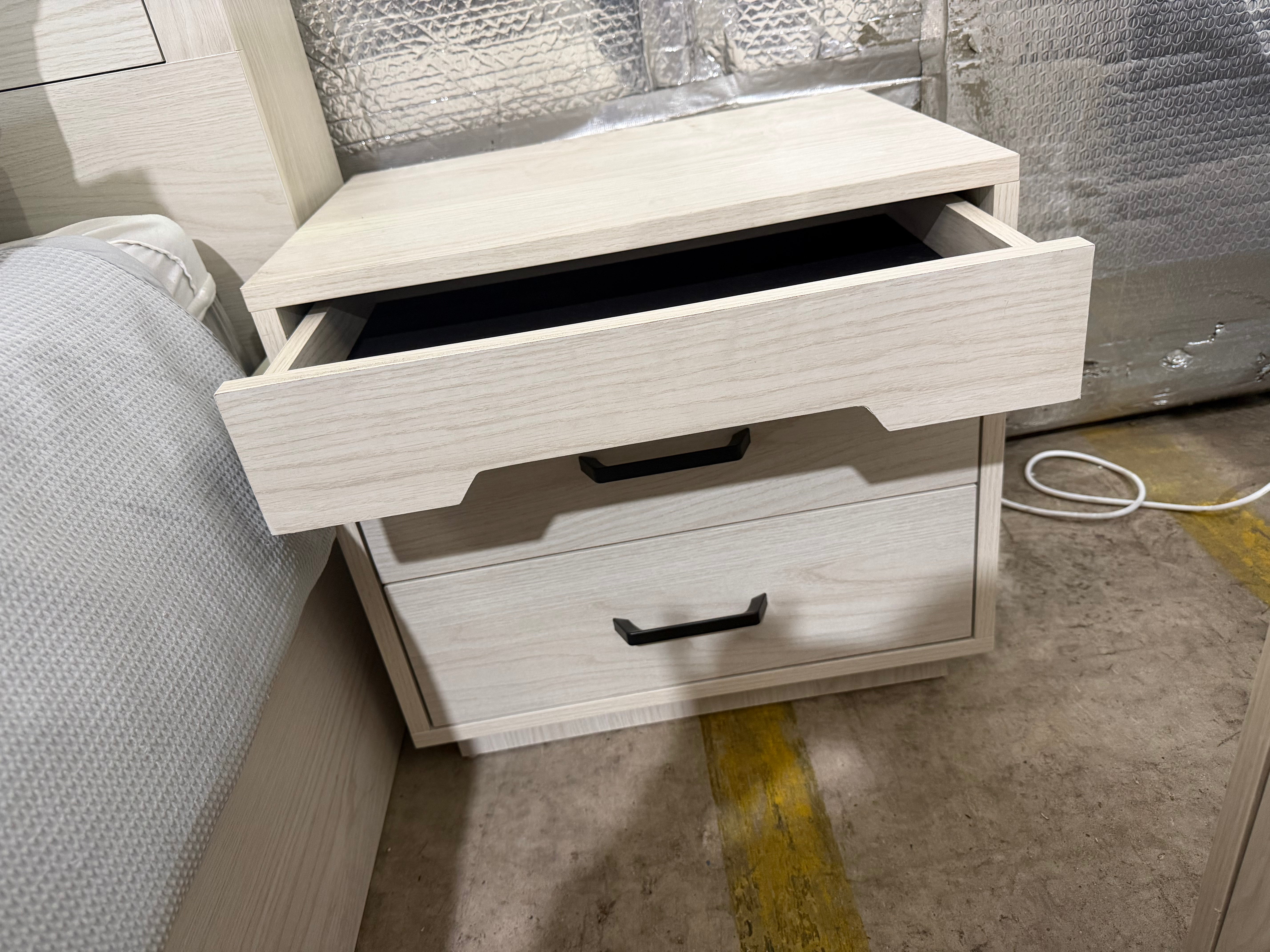 Atlanta bed side chest in grey wash finish