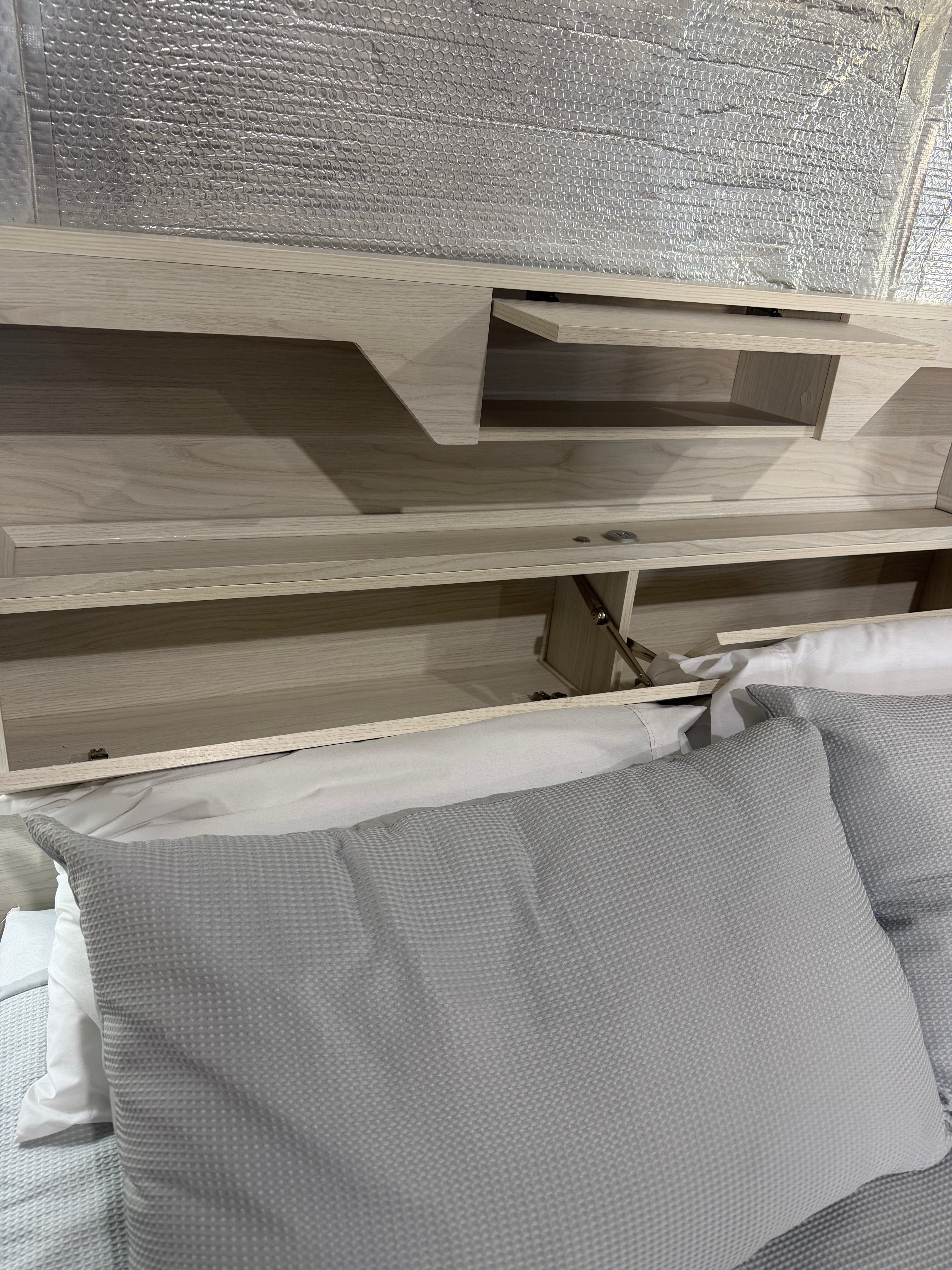 Atlanta Queen size bed in grey wash finish lift up storage