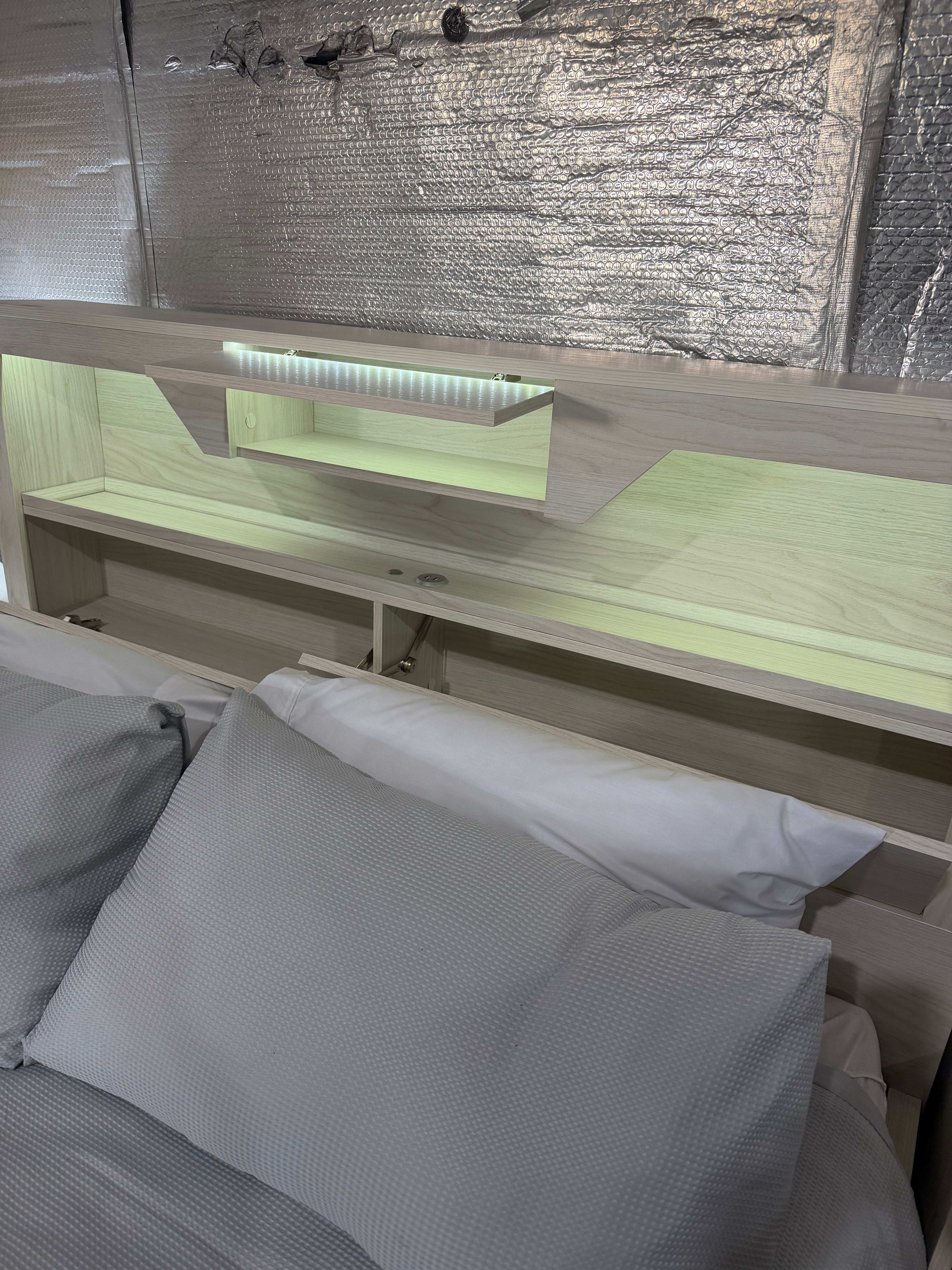 Atlanta Queen size bed in grey wash finish lift up storage