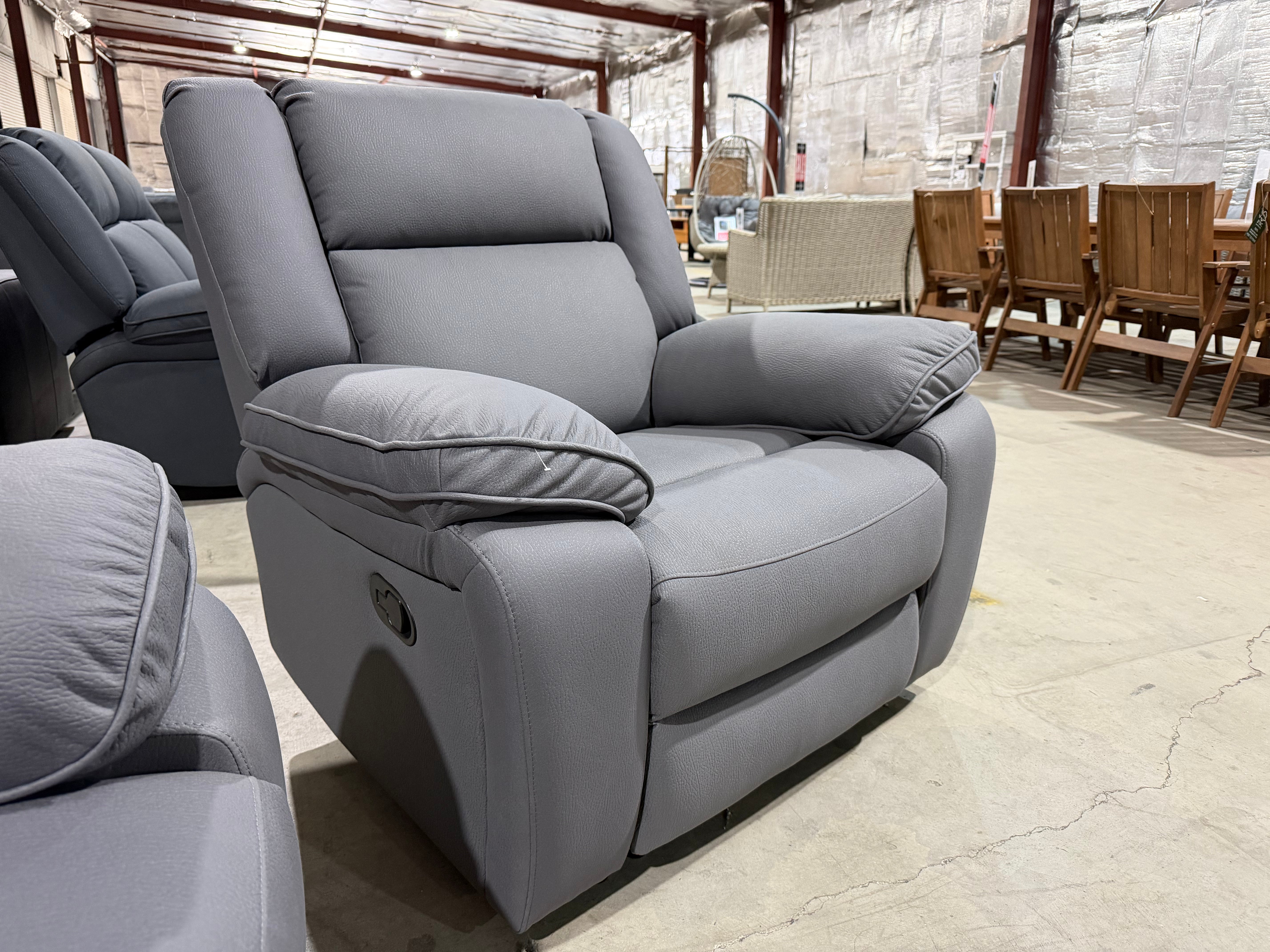 Bondi Manual Recliner Lounge in Grey