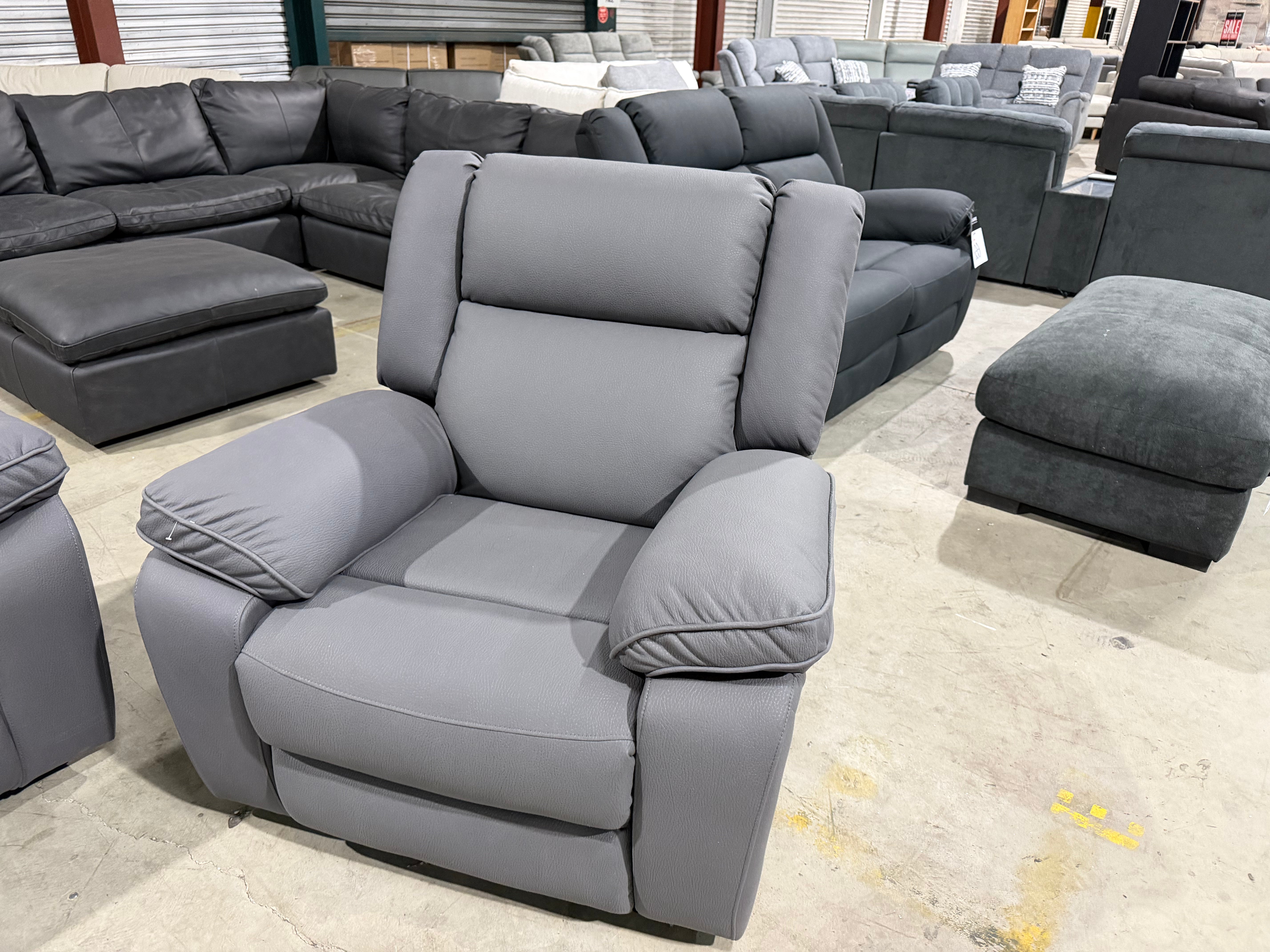 Bondi Manual Recliner Lounge in Grey
