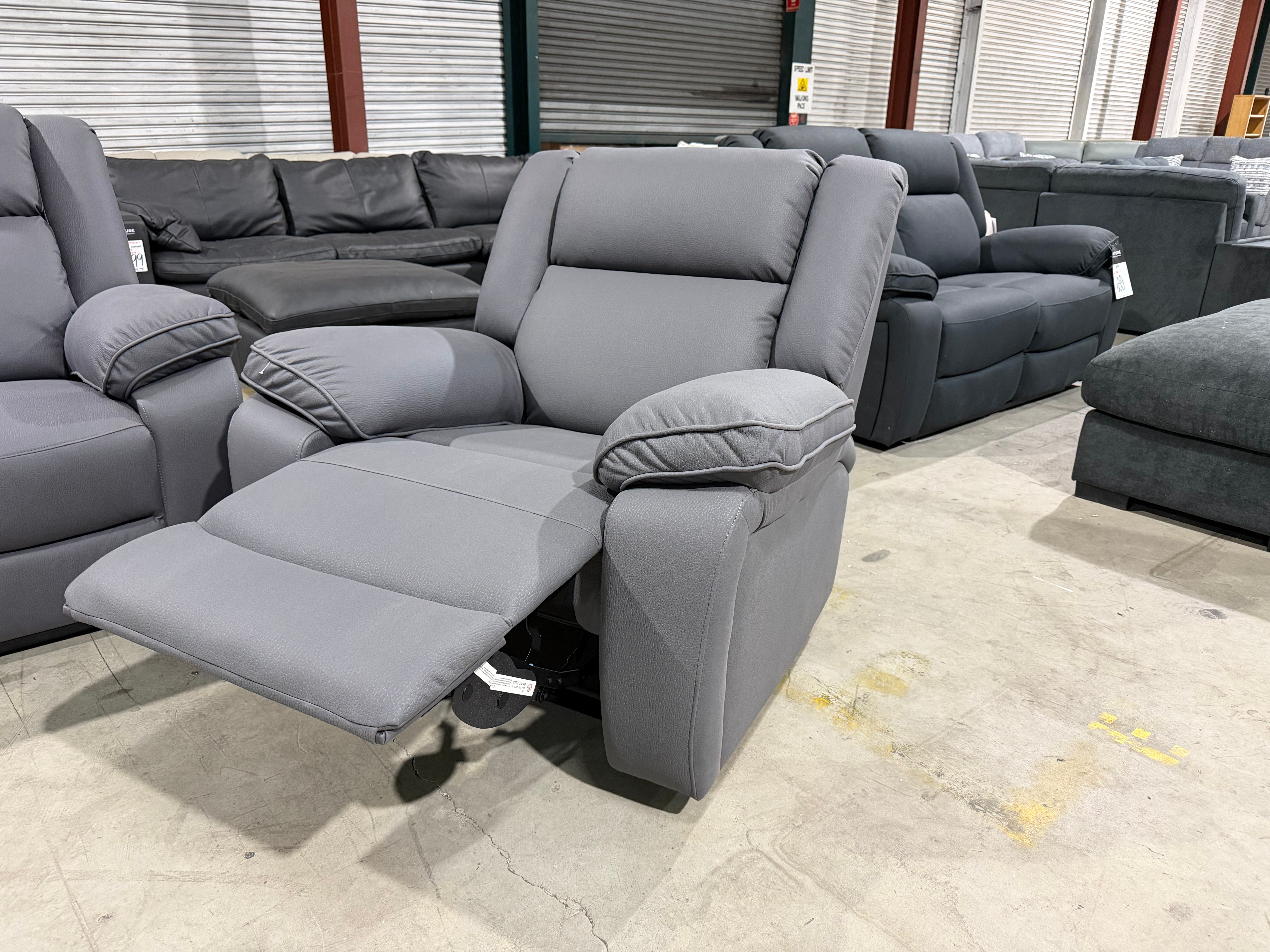 Bondi Manual Recliner Lounge in Grey
