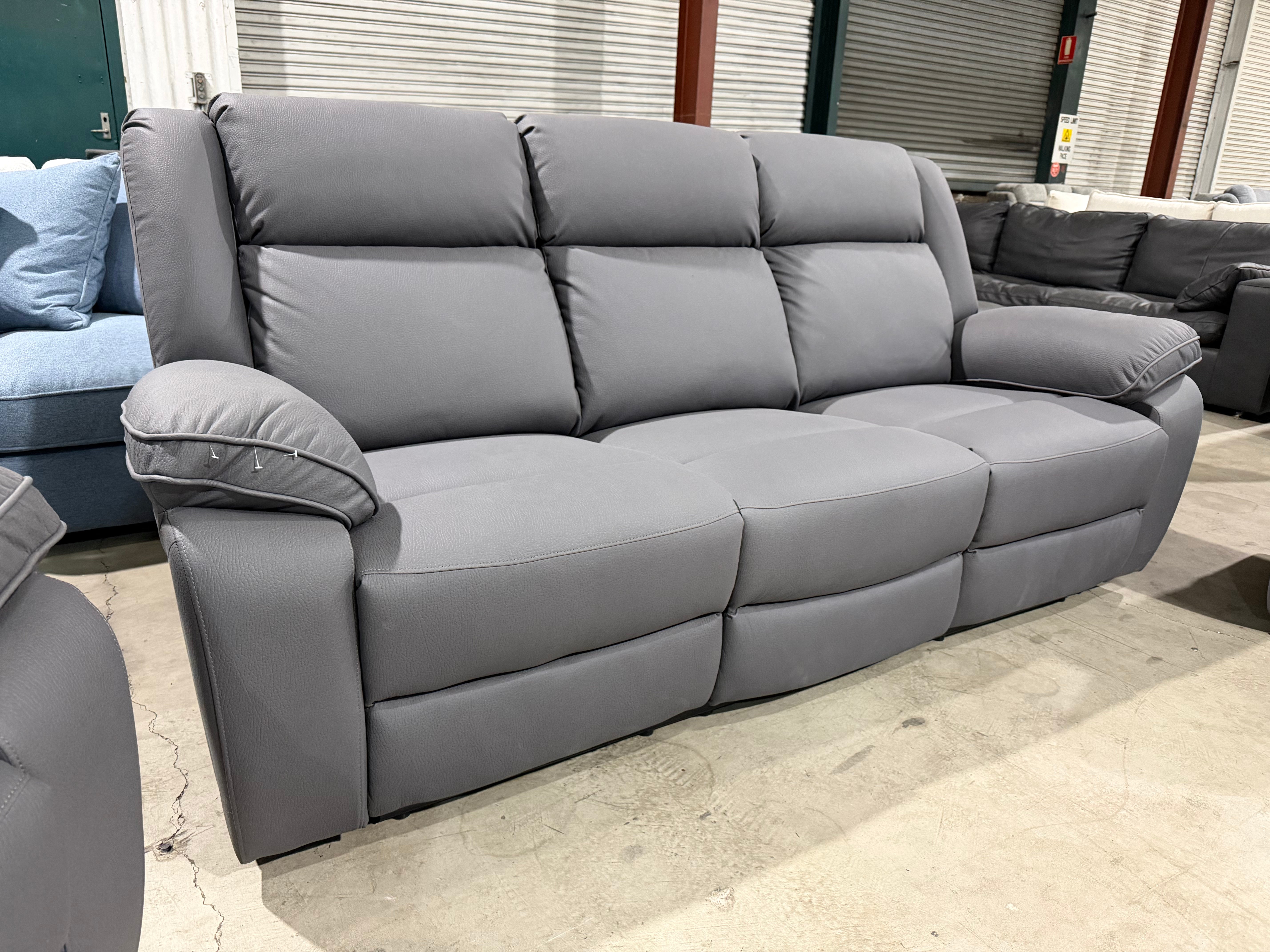 Bondi 3 seater Manual Recliner Lounge in Grey