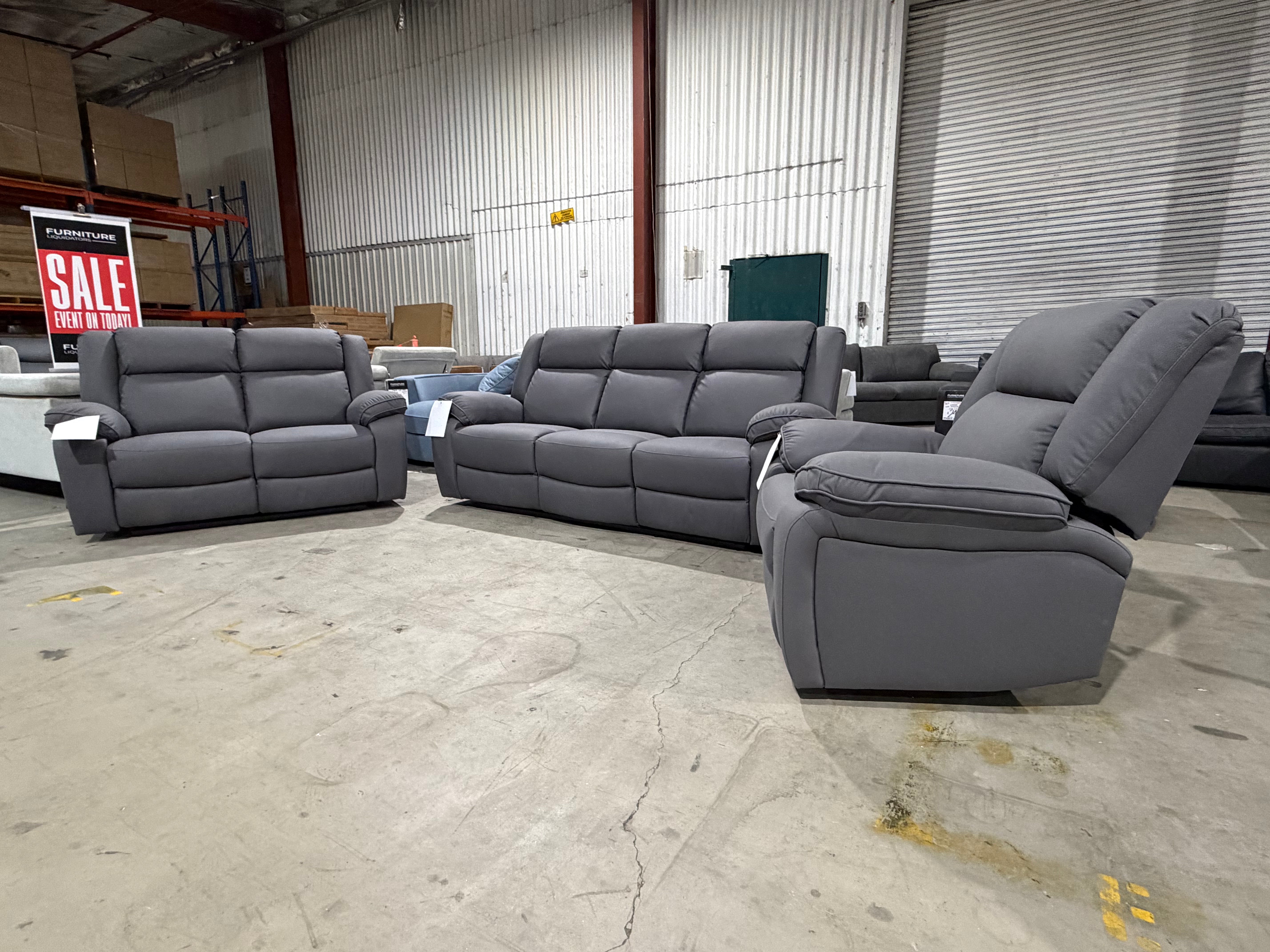 Bondi 3+2+1 Recliner Package In Grey