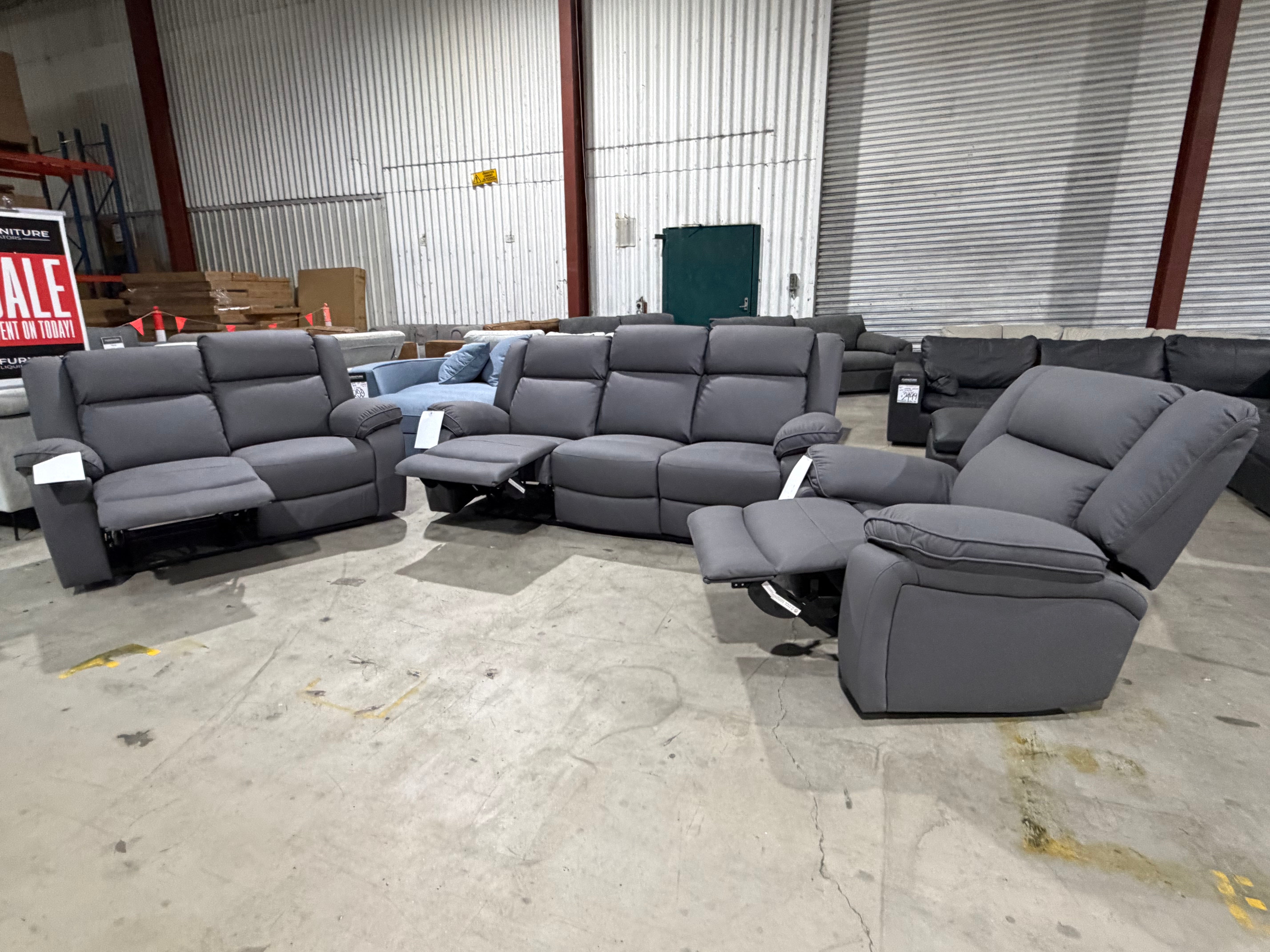 Bondi 3+2+1 Recliner Package In Grey