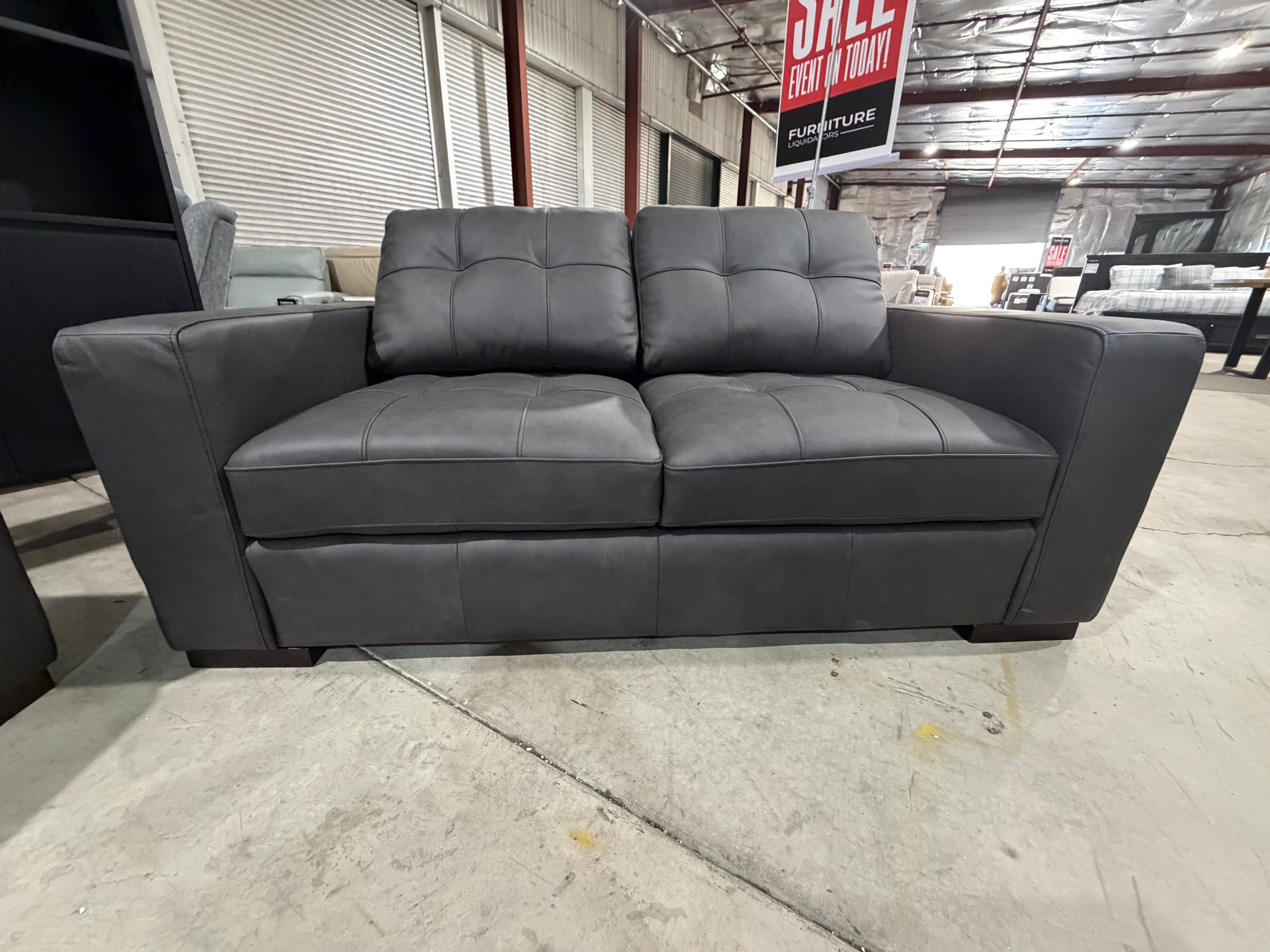 Abbie 3+2 Full leather Lounge Matt Black