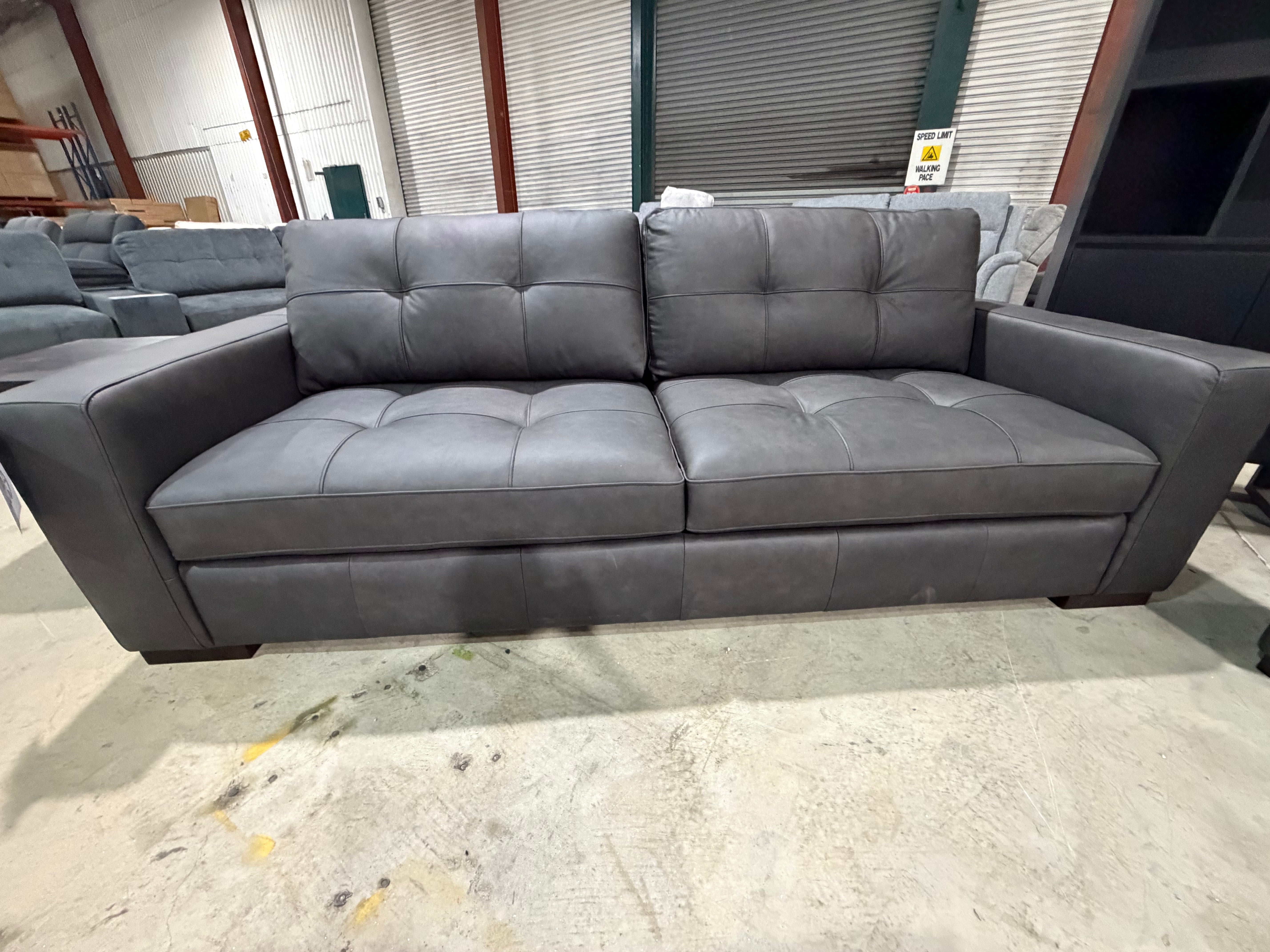 Abbie 3+2 Full leather Lounge Matt Black