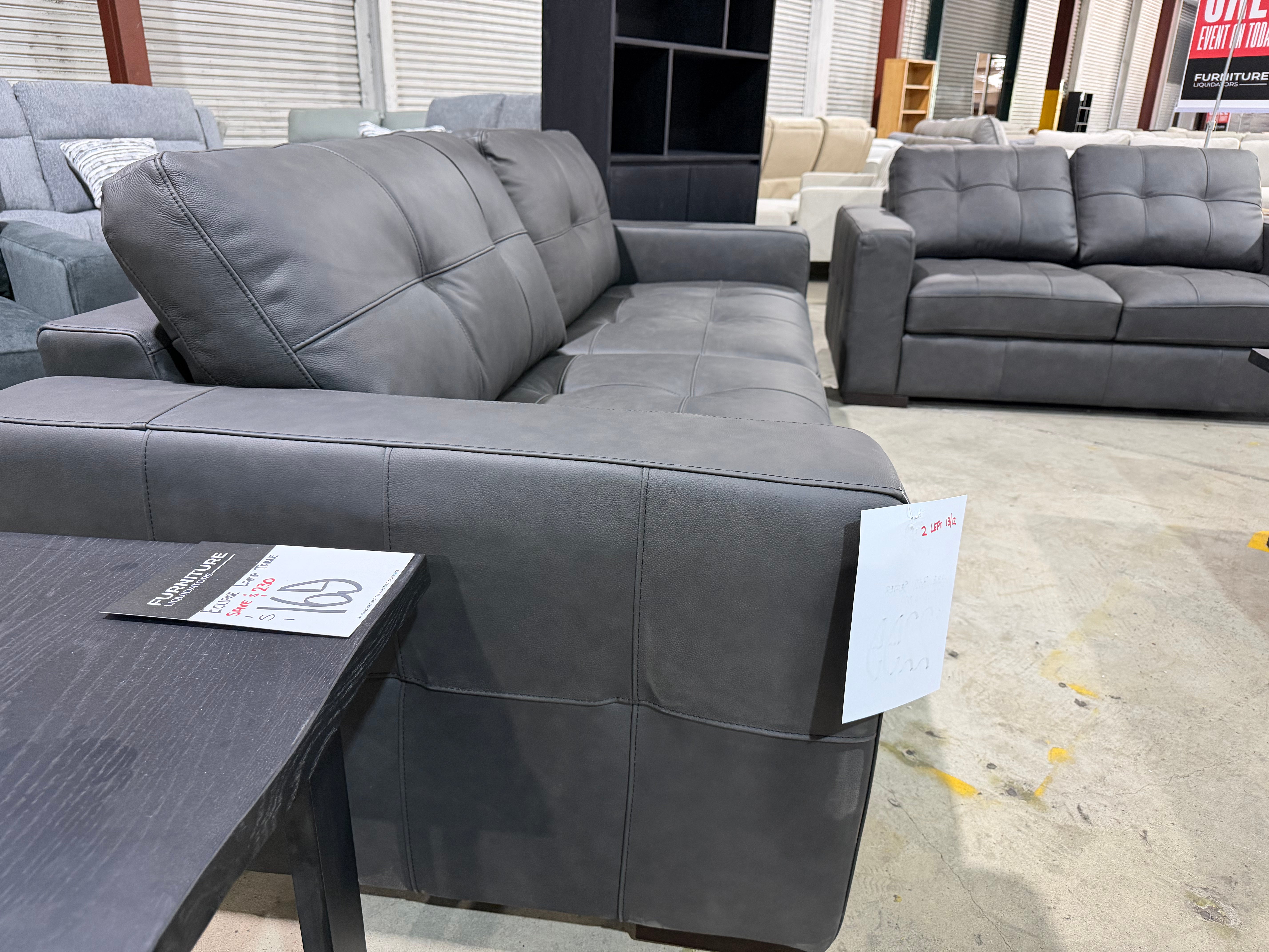 Abbie 3+2 Full leather Lounge Matt Black