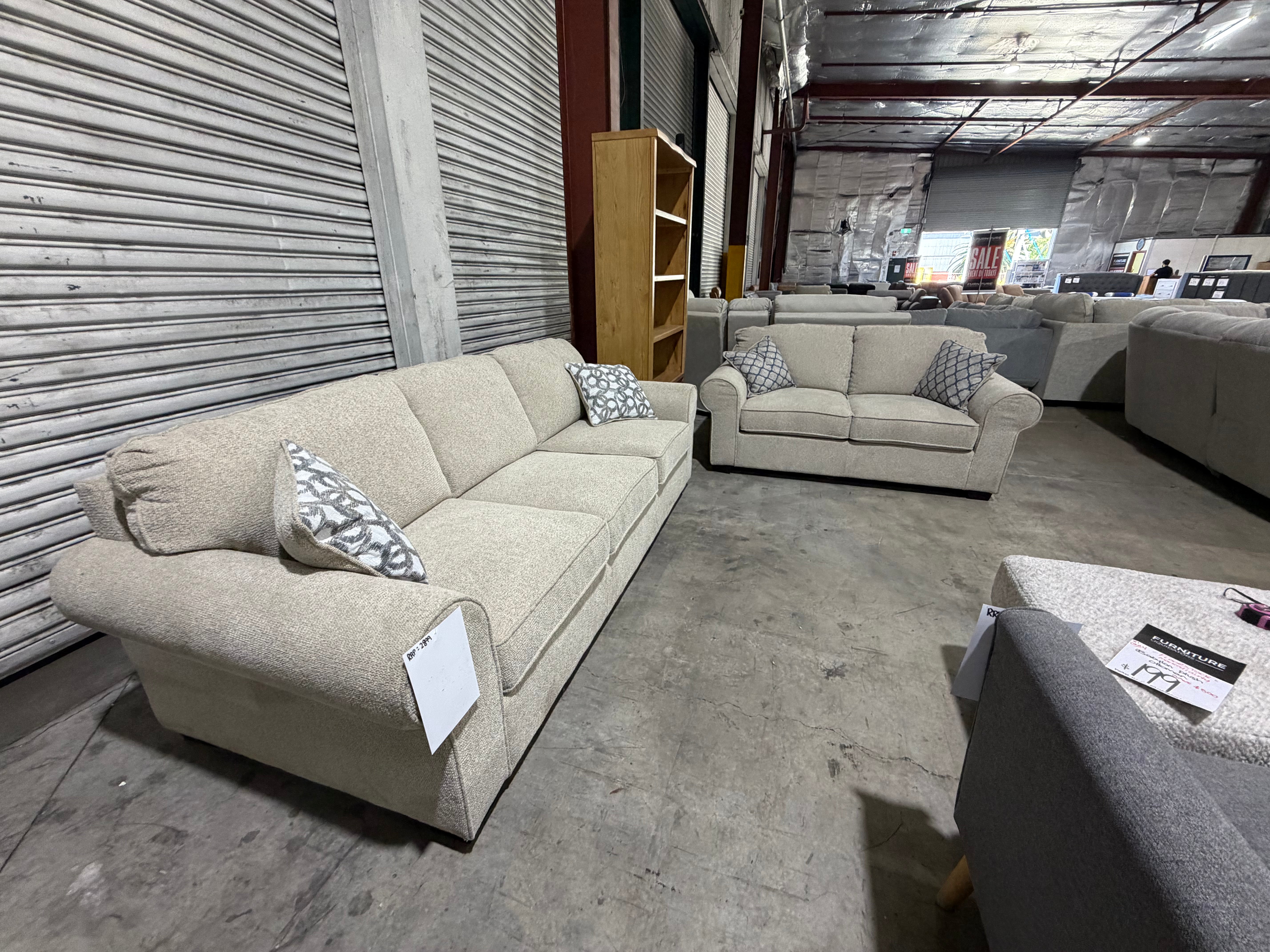 Balmain Lounge 3+2 Sofa Pair Beige