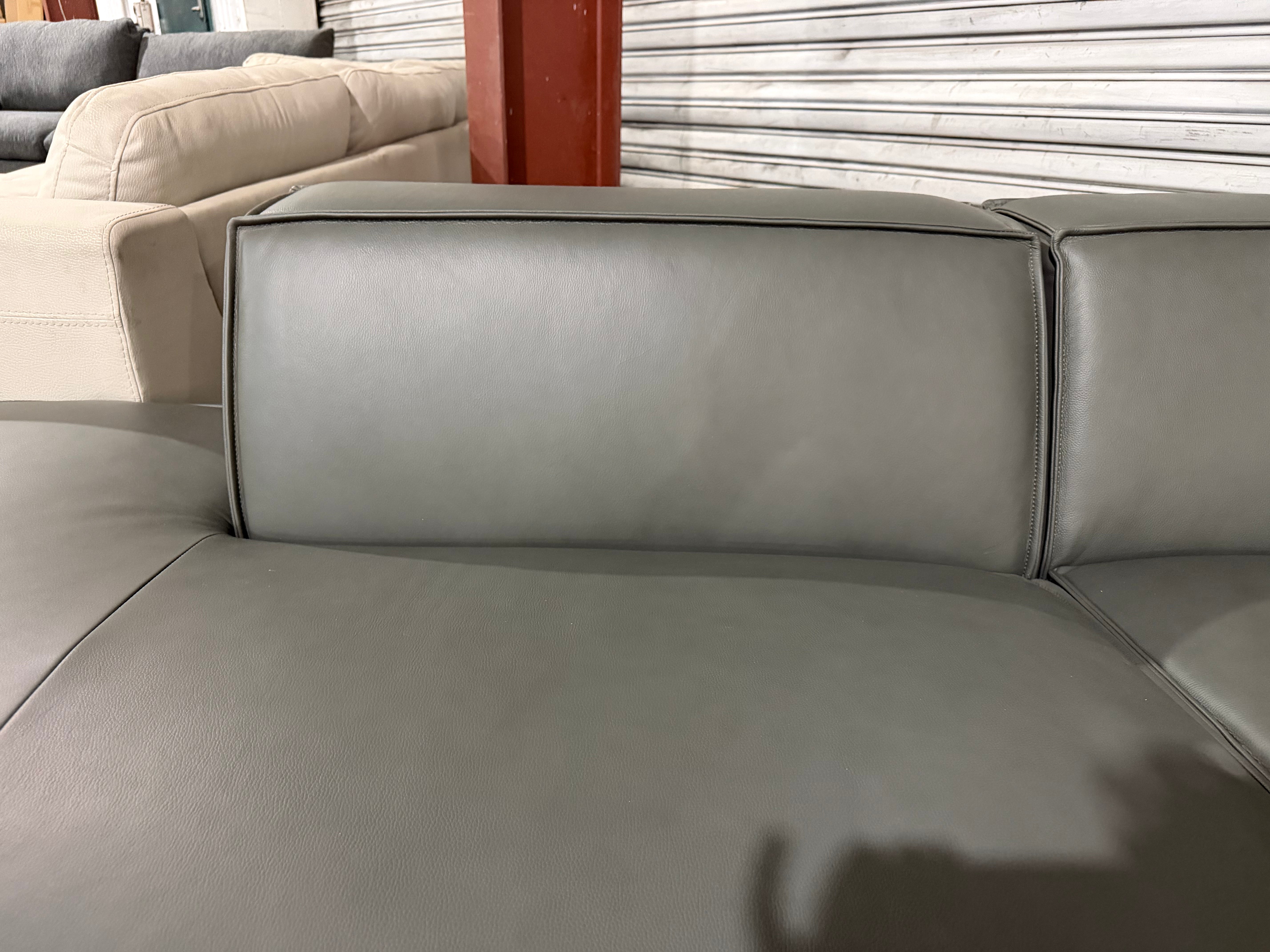 Sorrento LHF chaise Lounge in Asphalt grey leather