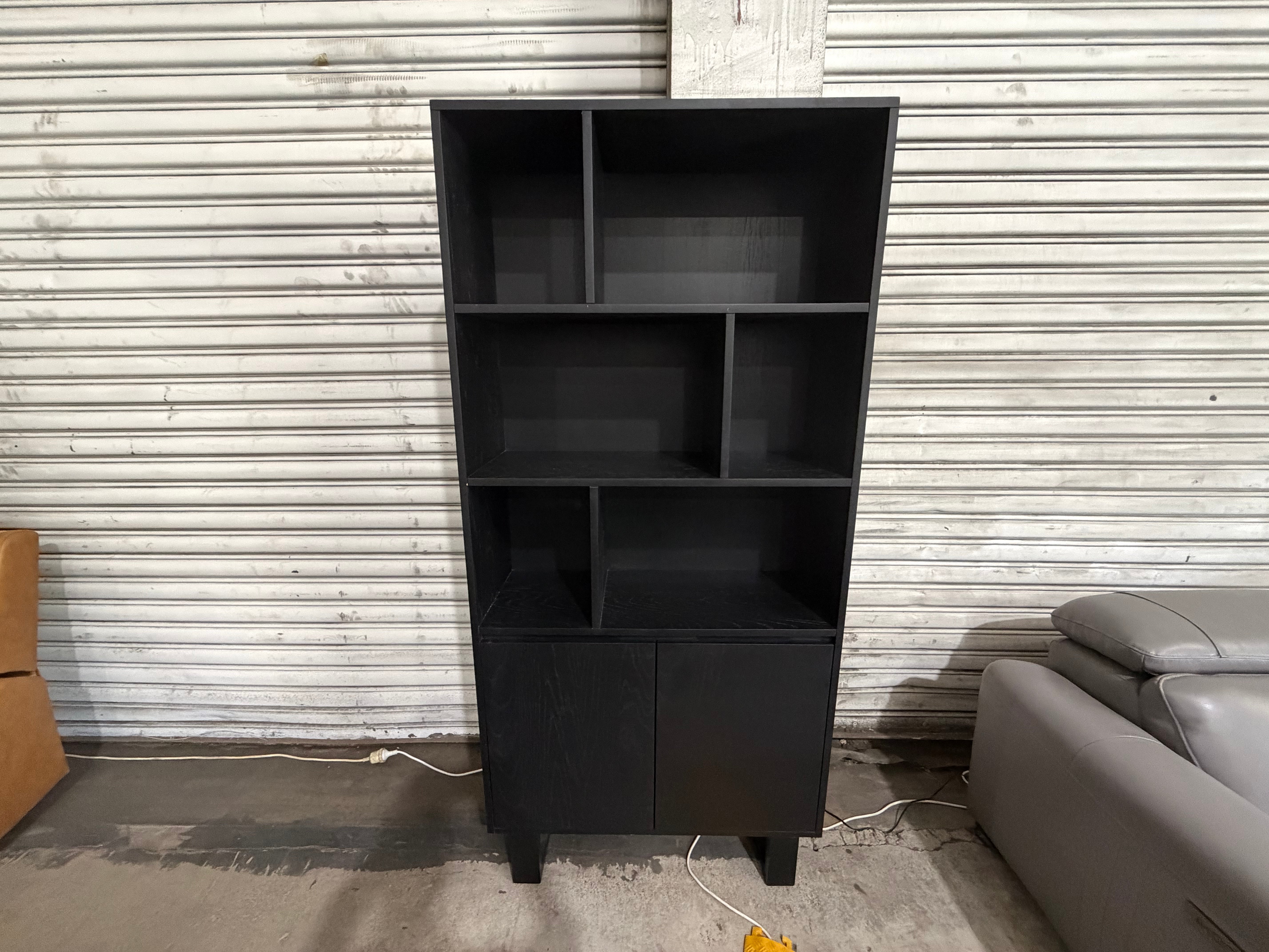 Eclipse Bookcase Matt black finish oak timber