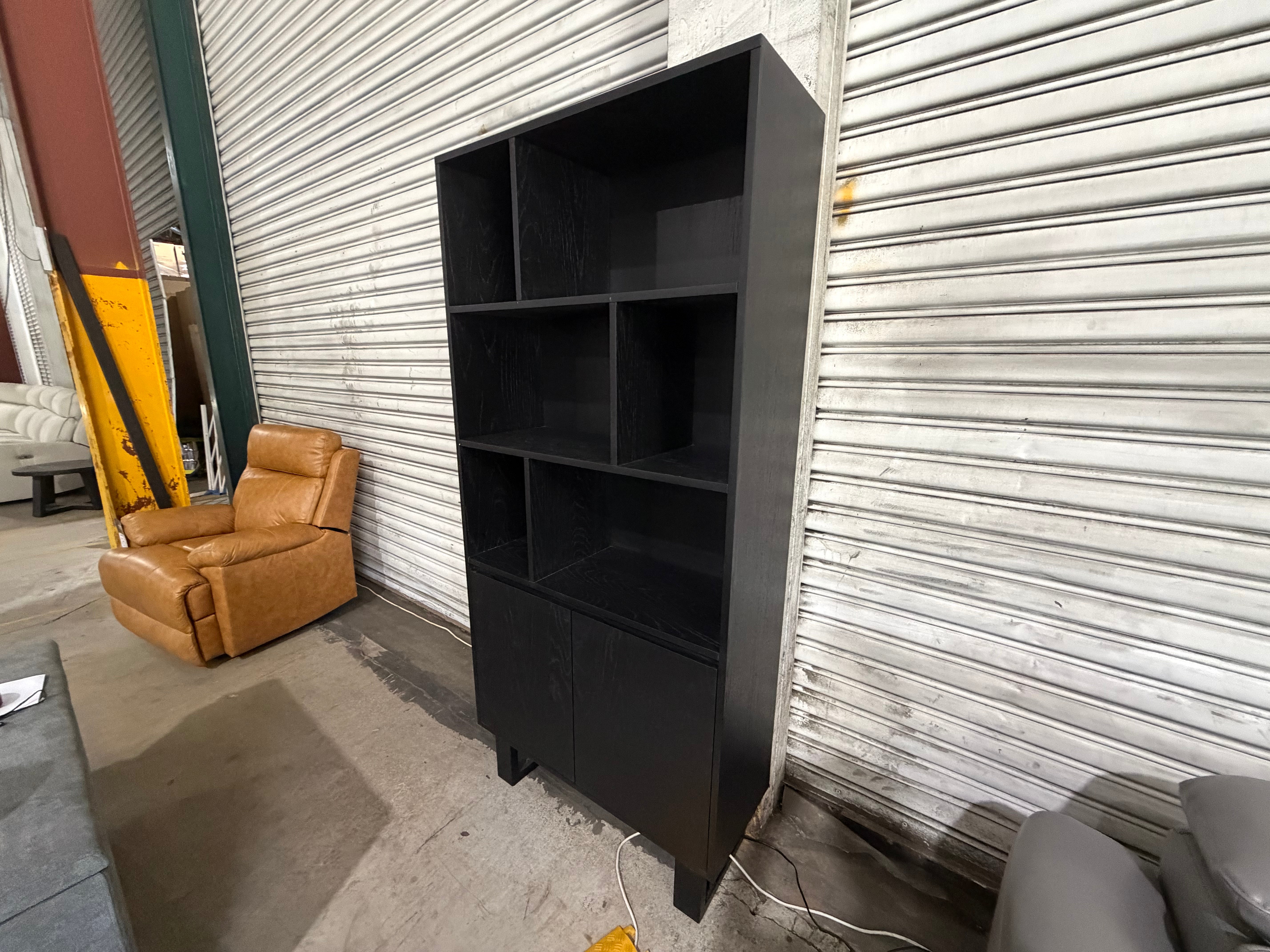 Eclipse Bookcase Matt black finish oak timber