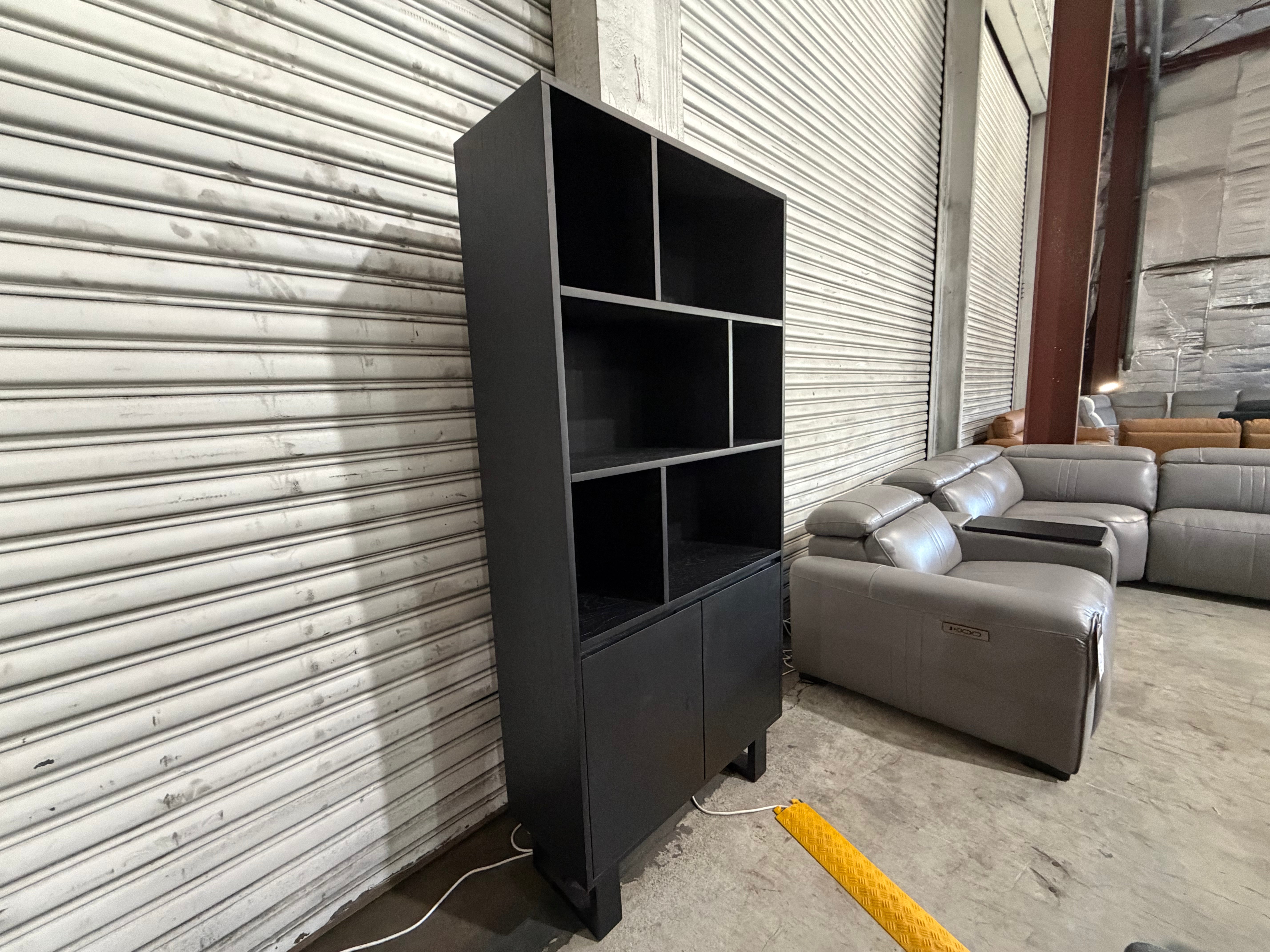 Eclipse Bookcase Matt black finish oak timber