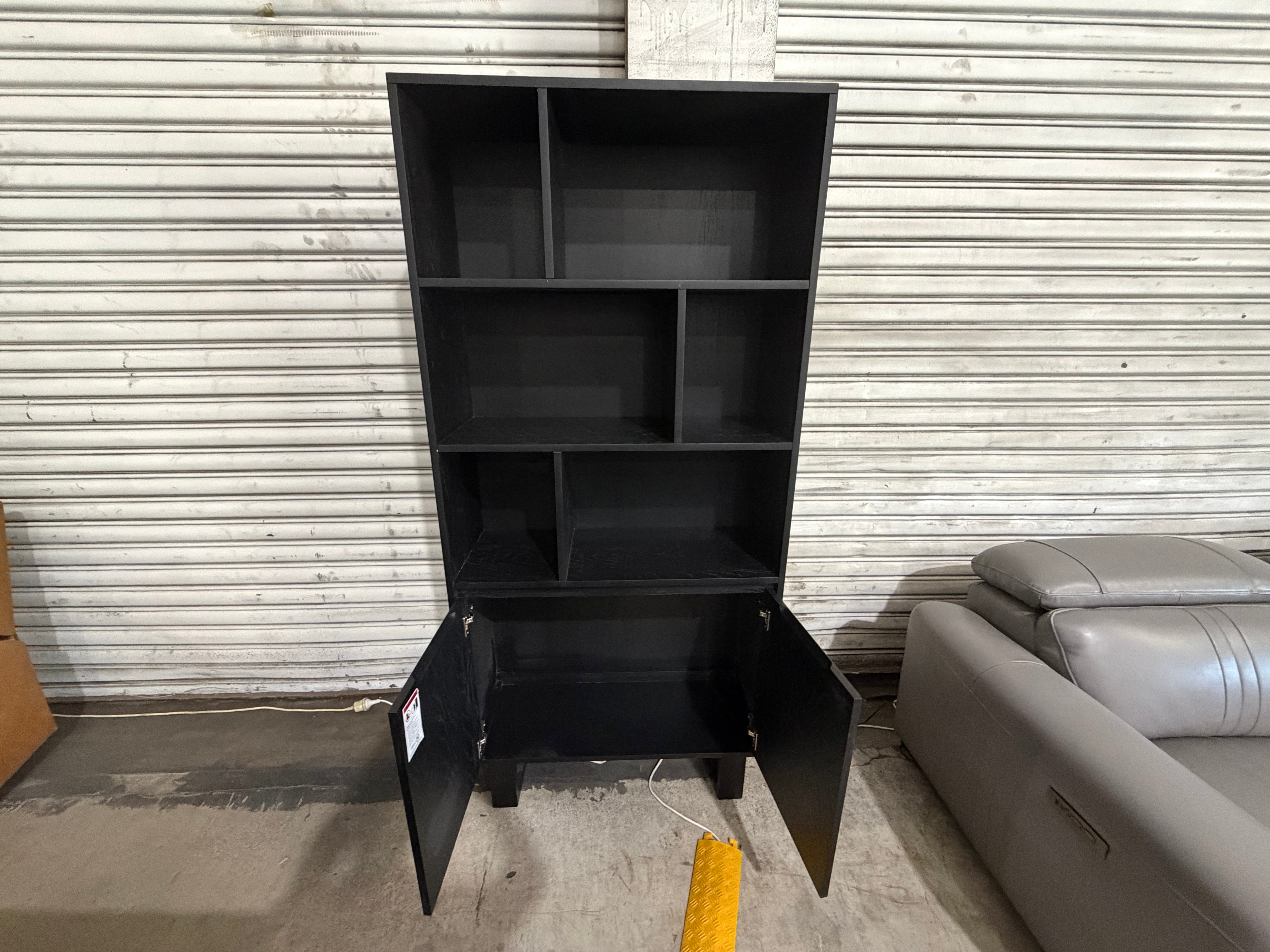Eclipse Bookcase Matt black finish oak timber