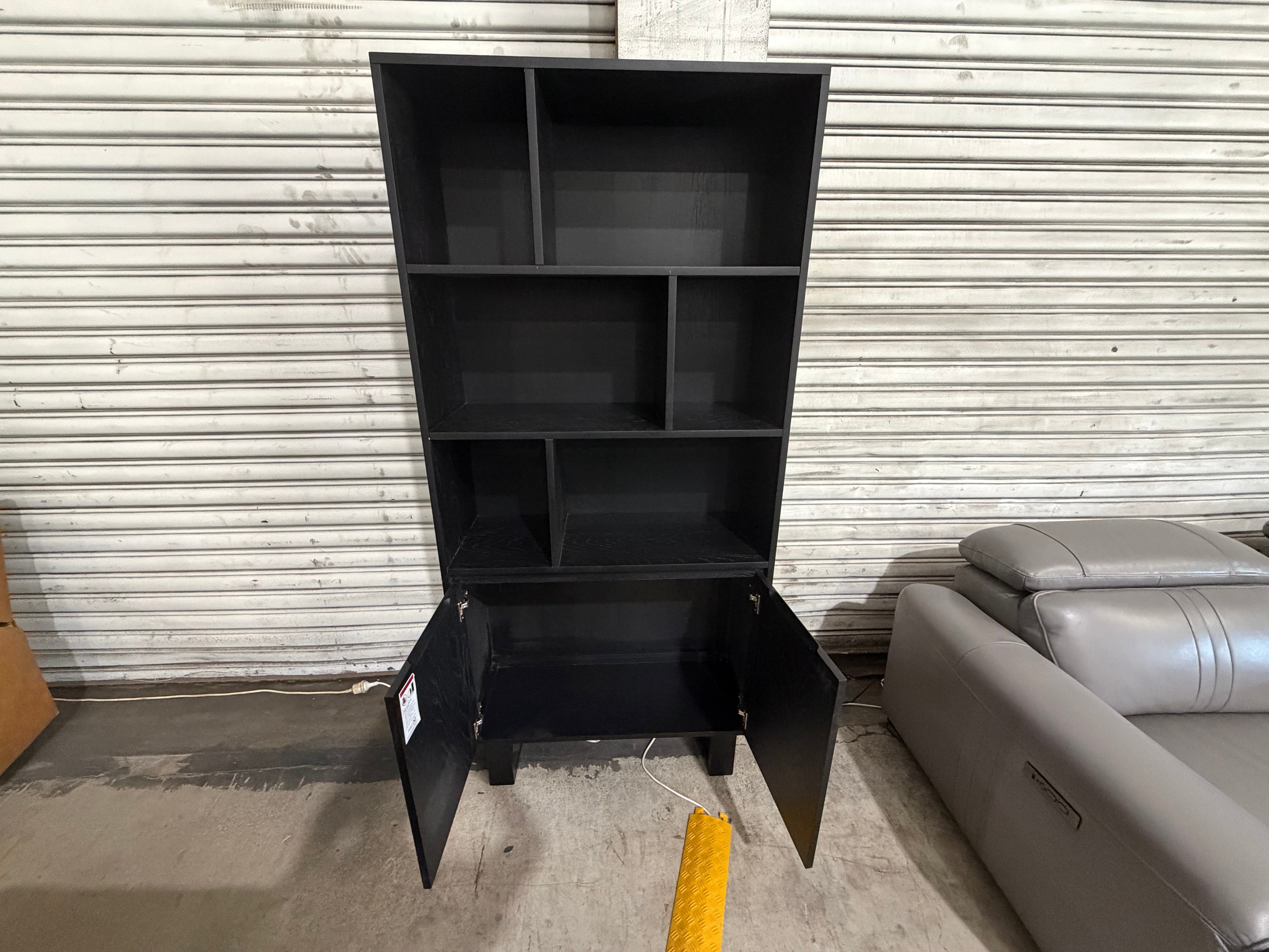 Eclipse Bookcase Matt black finish oak timber