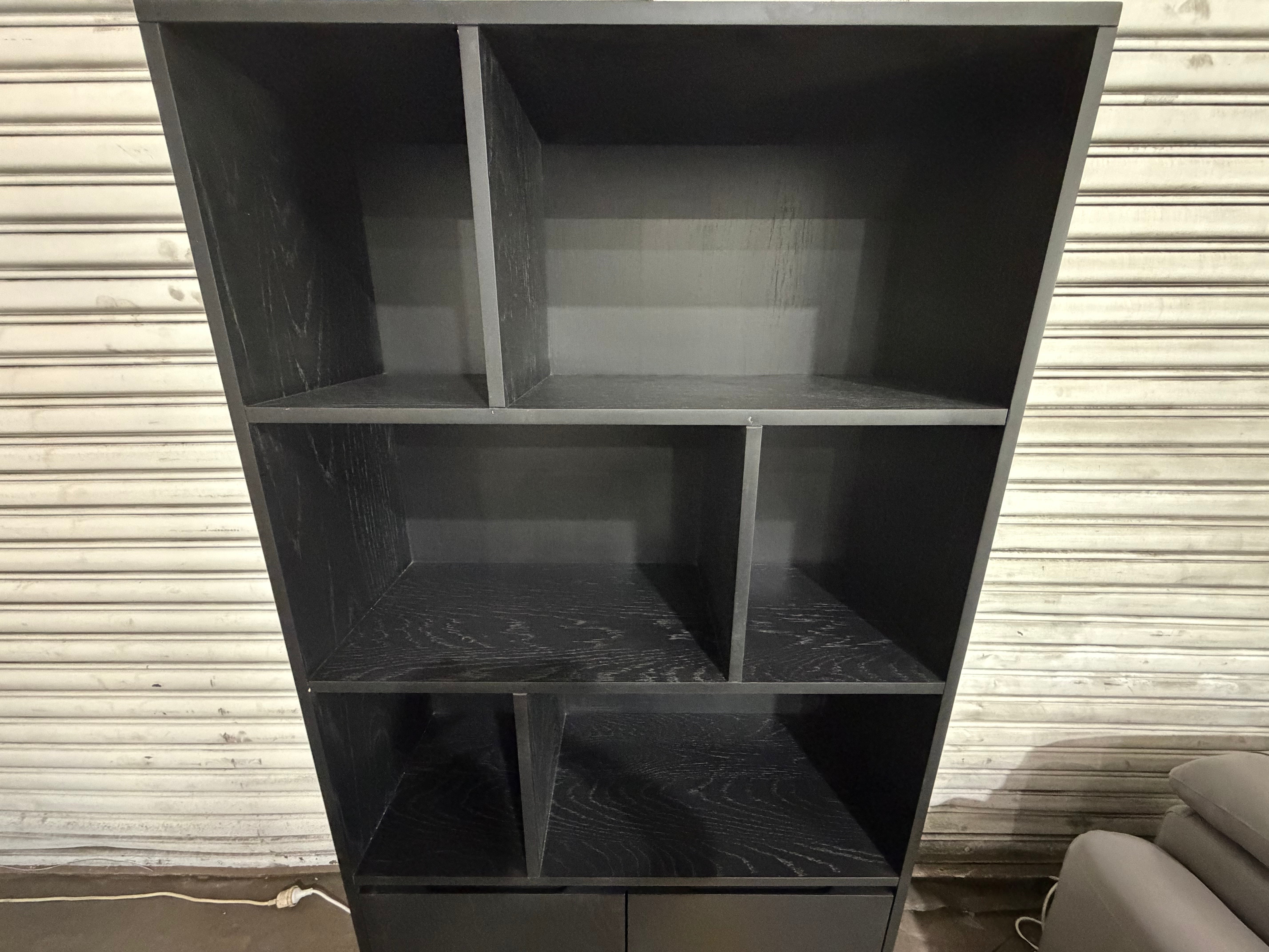 Eclipse Bookcase Matt black finish oak timber