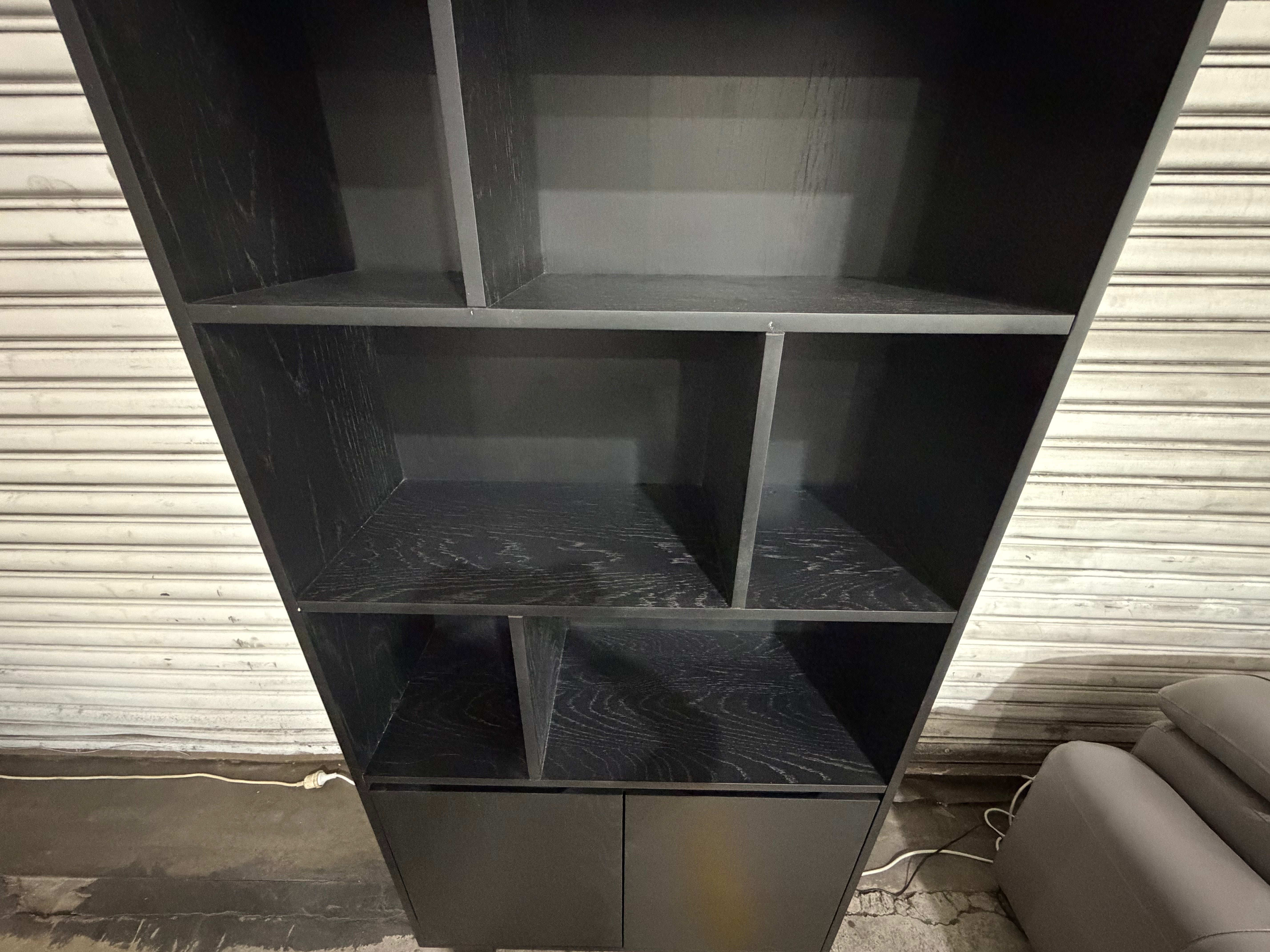 Eclipse Bookcase Matt black finish oak timber