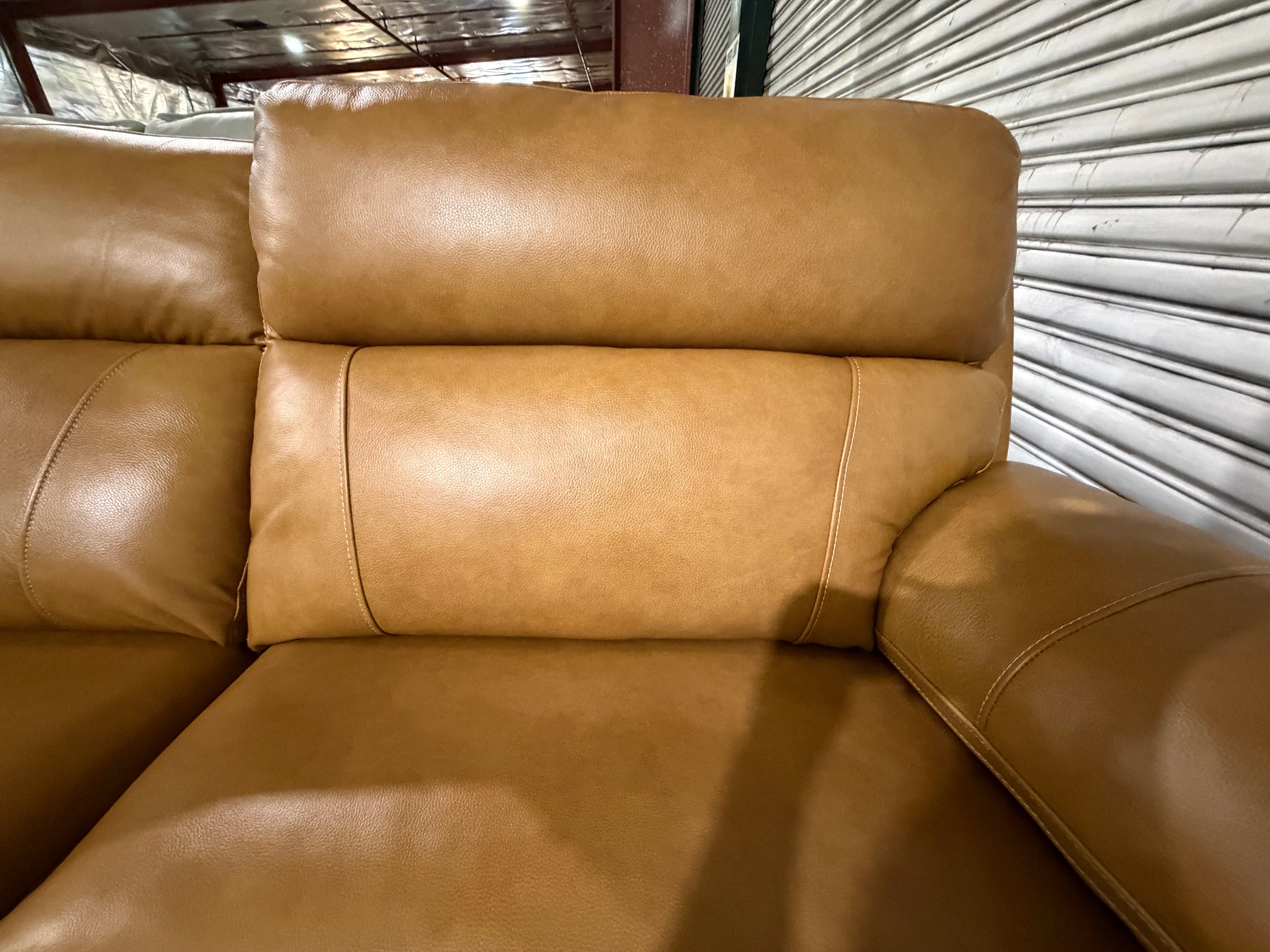 Modena Modular Lounge with 3x Electric recliners Tan leather match