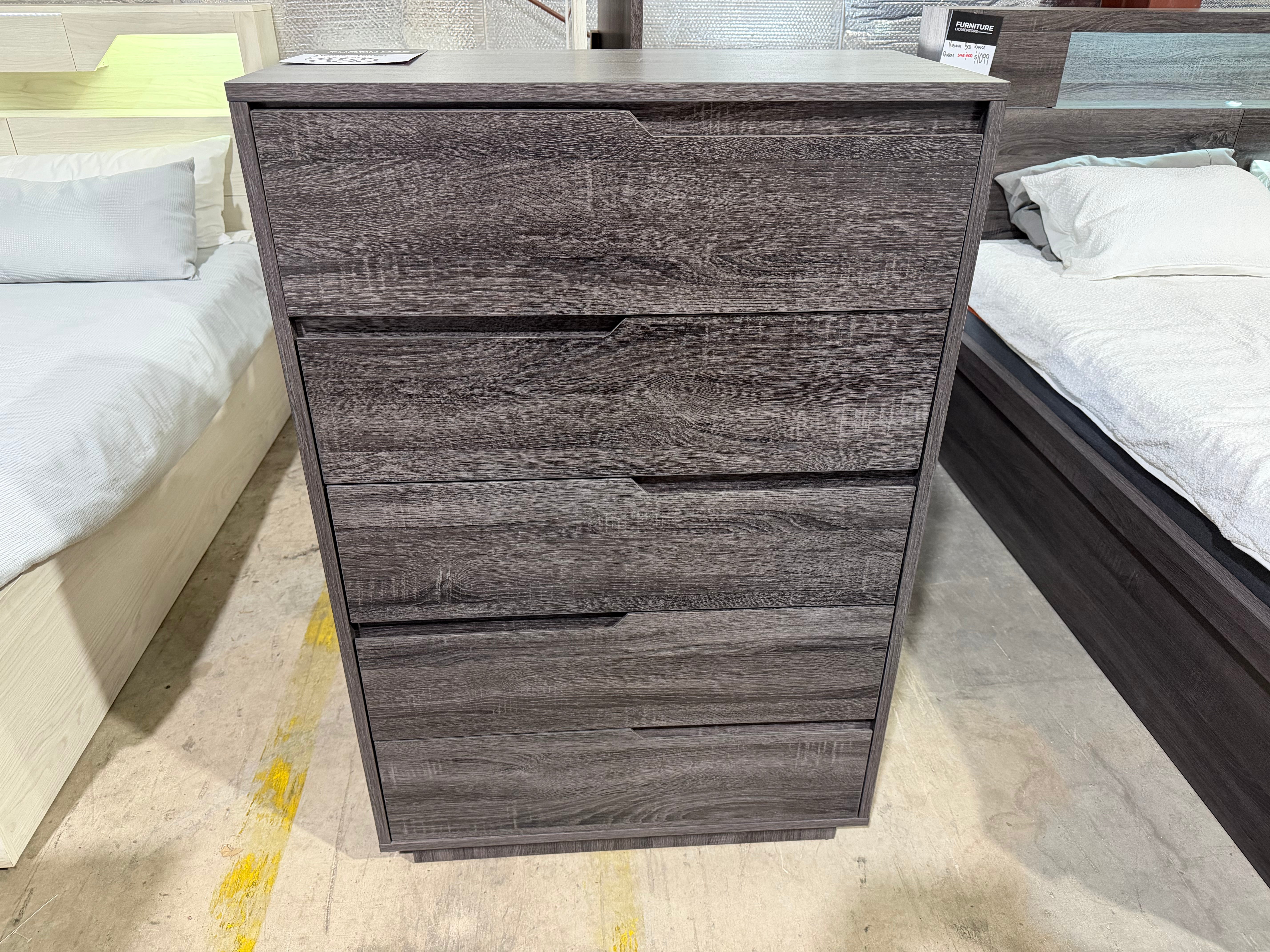 Vienna Tallboy in grey Bedroom Range